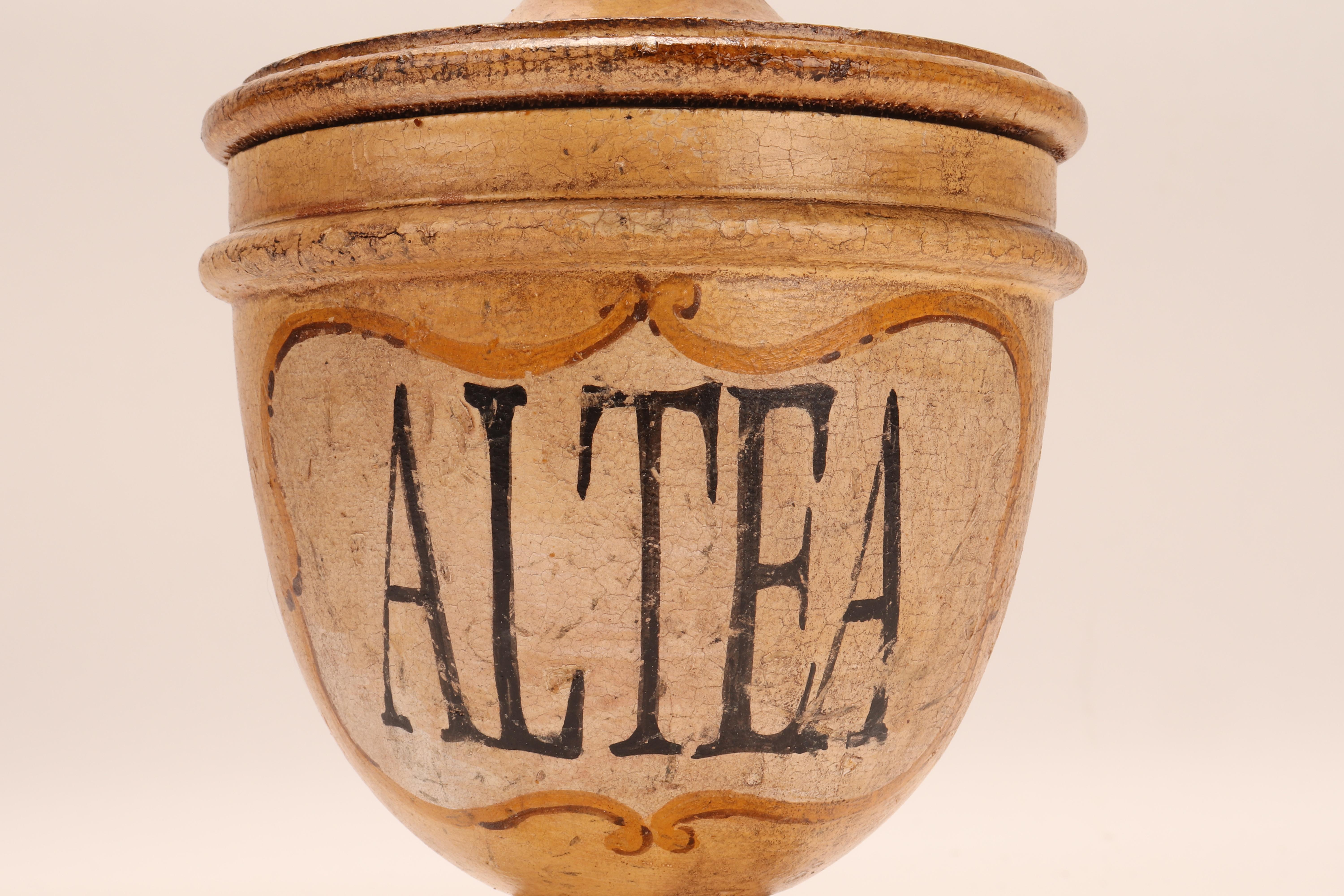Herbalistische Apotheker-Holzgefäße aus Holz, Italien 1870 im Zustand „Gut“ im Angebot in Milan, IT