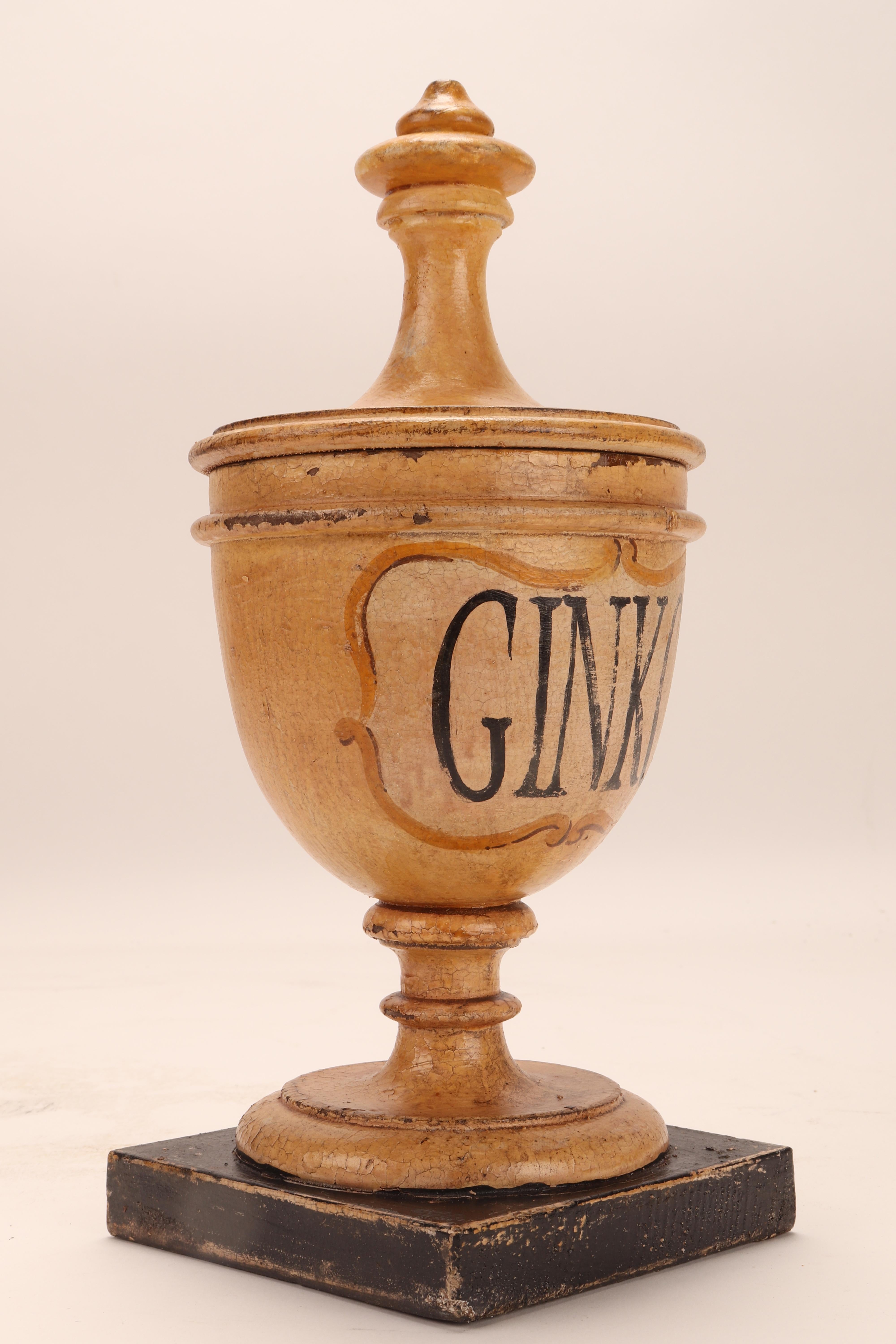 Italian Herbalist Pharmacy Wooden Jars, Italy 1870 For Sale