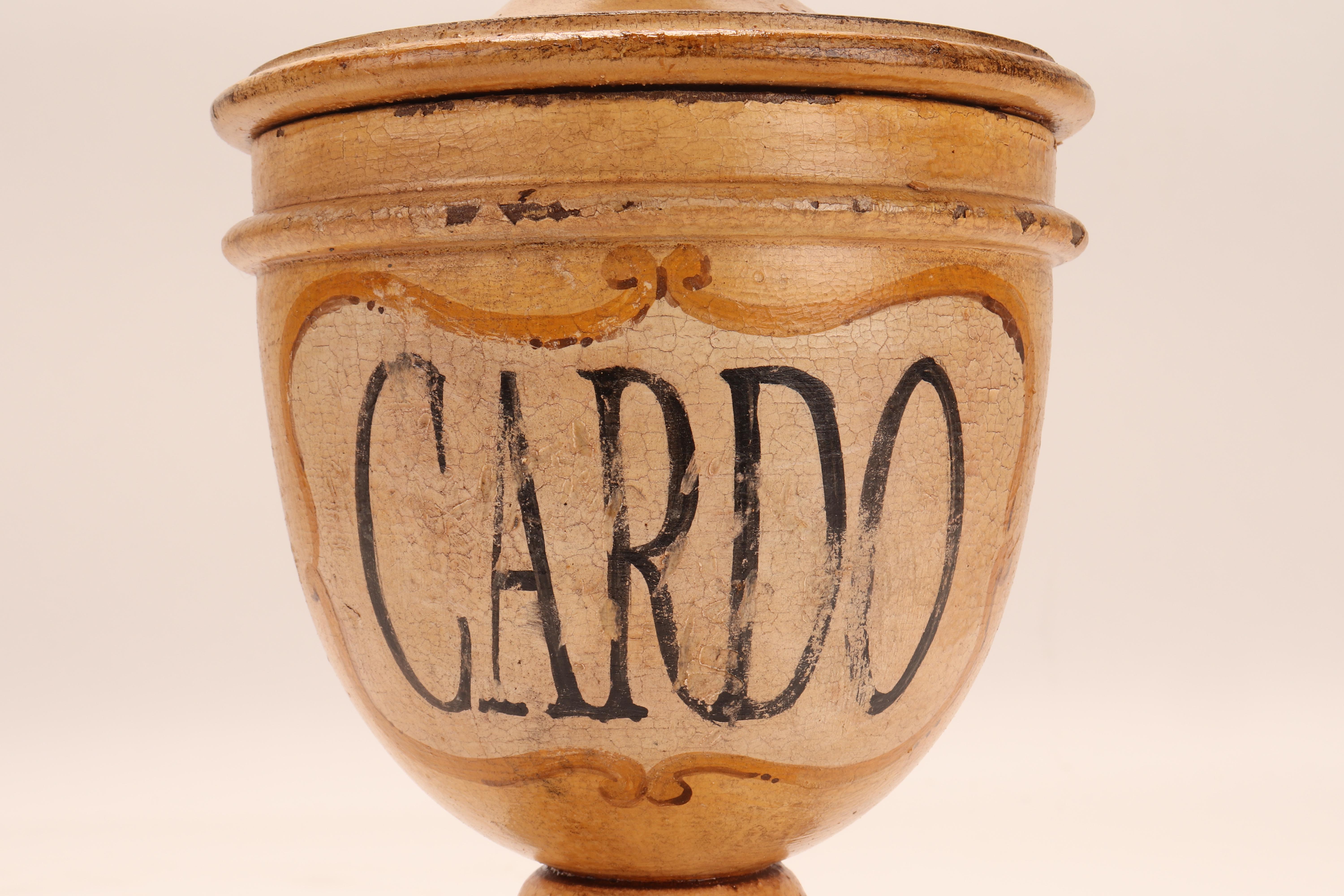 19th Century Herbalist Pharmacy Wooden Jars, Italy 1870 For Sale