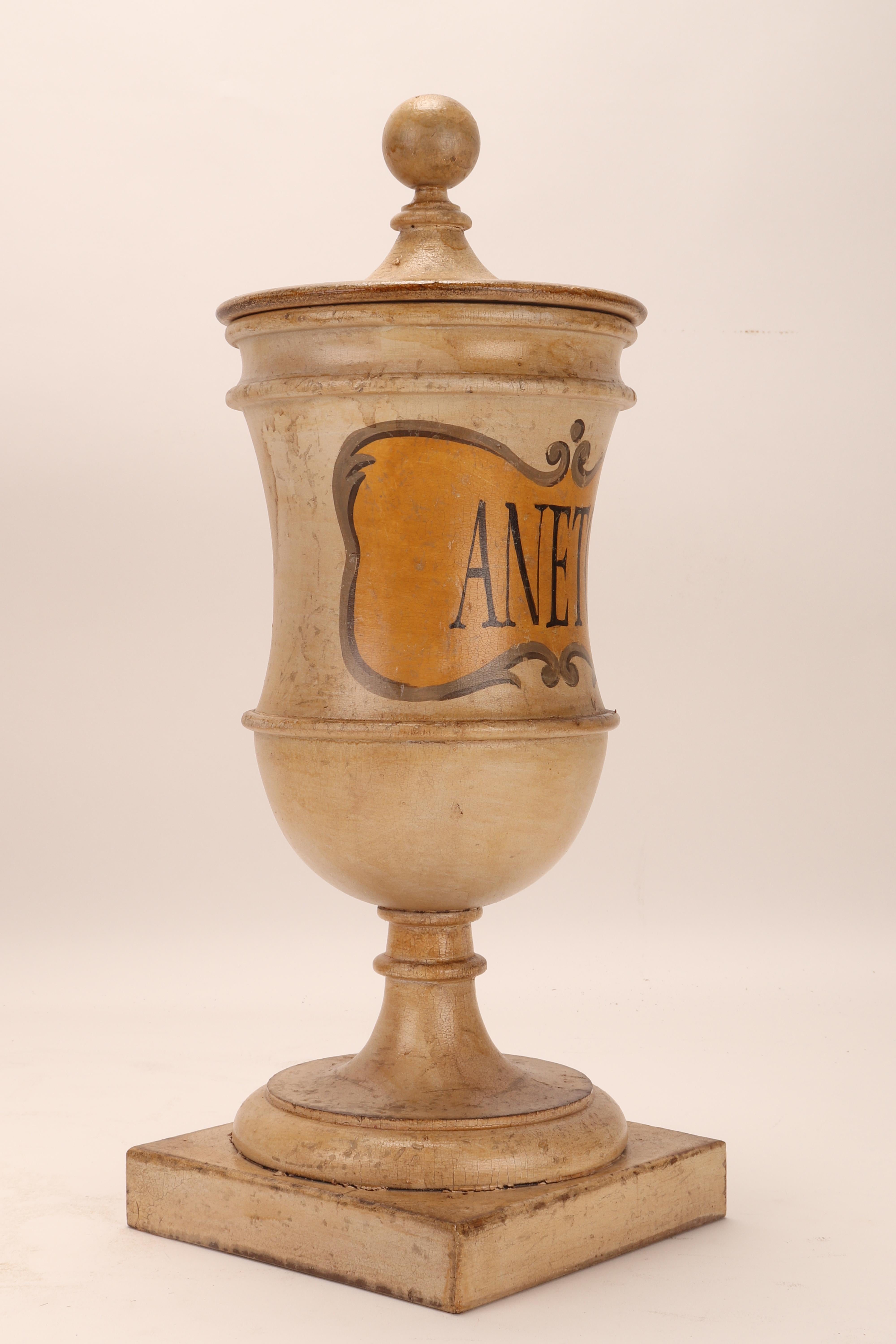 Herbalist Pharmacy Wooden Jars, Italy 1870 For Sale 3