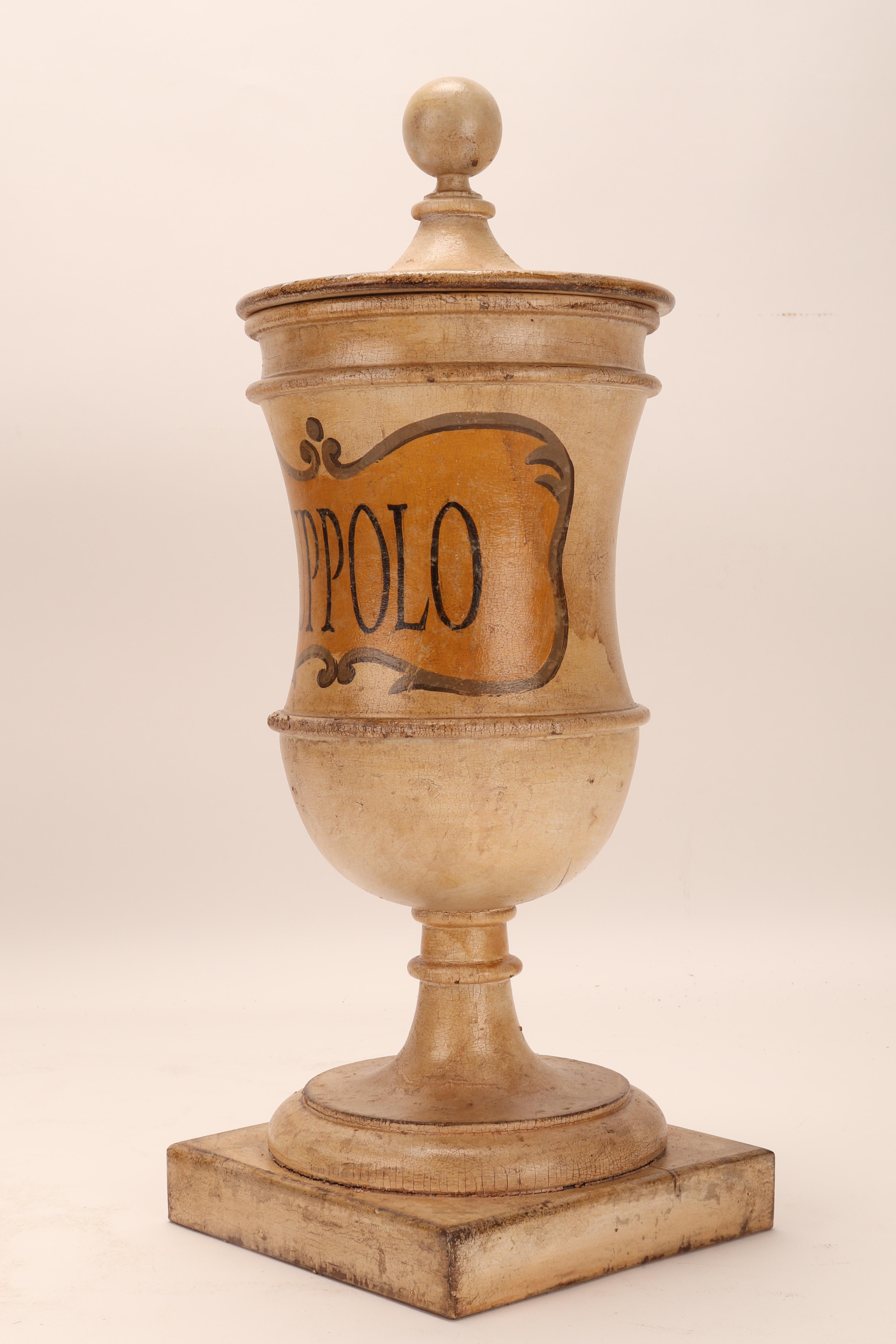 Herbalist Pharmacy Wooden Jars, Italy 1870 For Sale 3