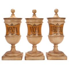 Herbalist Pharmacy Wooden Jars, Italy 1870