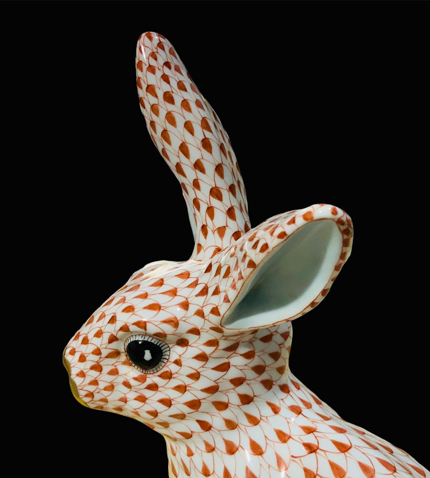 Art Deco Herend Porcelain Hand Painted Large Rabbit For Sale