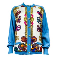 A Hermès Cardigan Jacket in Silk Knit and Silk Print - France Circa 2000