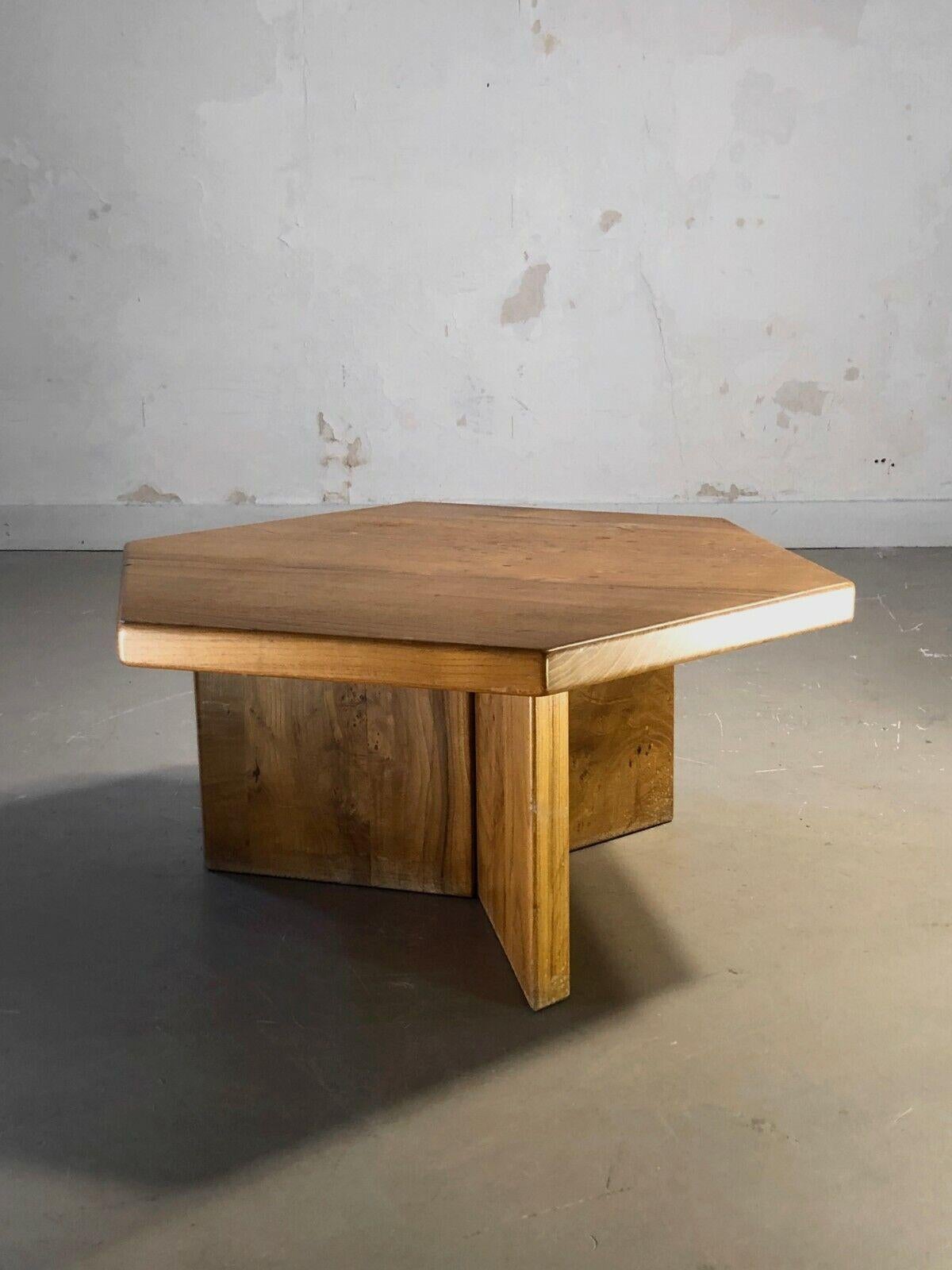 A Massive Elm MODERNIST COFFEE or SIDE TABLE by MAISON REGAIN, France 1960 For Sale 1