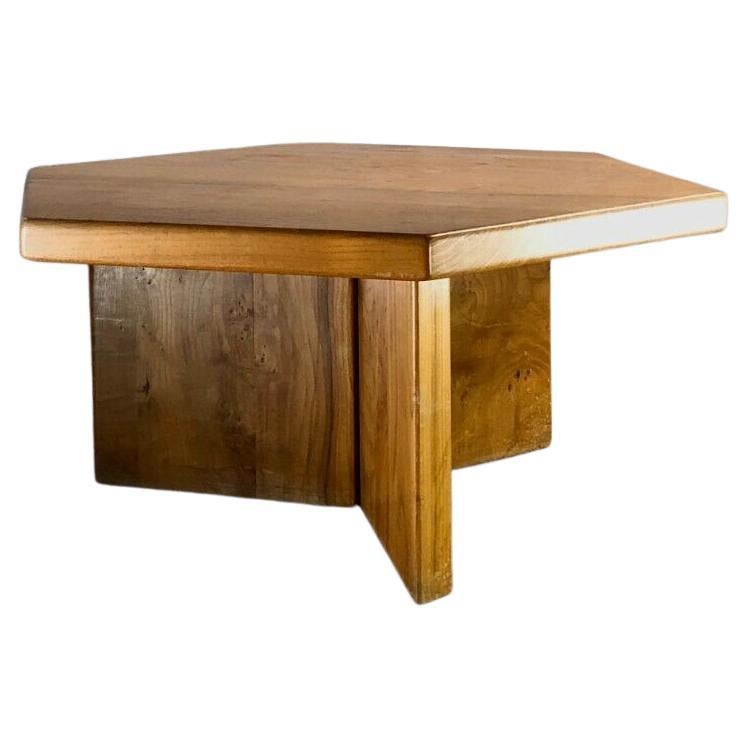 A Massive Elm MODERNIST COFFEE or SIDE TABLE by MAISON REGAIN, France 1960 For Sale