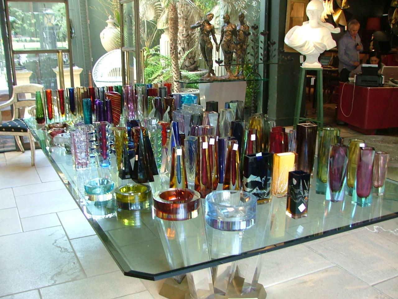 Italian Hexagonal Murano Sommerso Glass Vase For Sale
