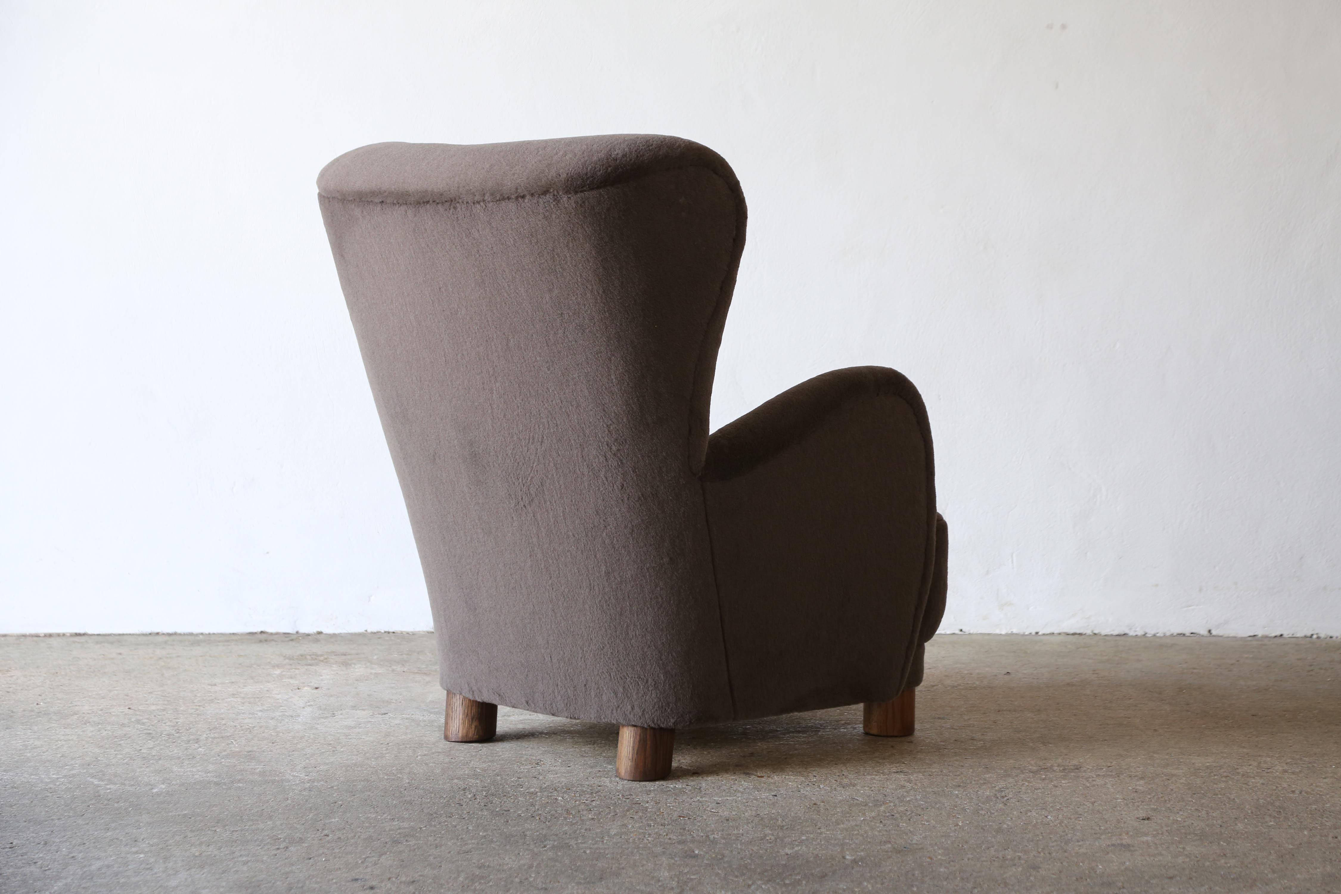 A High Back Arm Chair, Upholstered in Pure Alpaca Wool For Sale 2