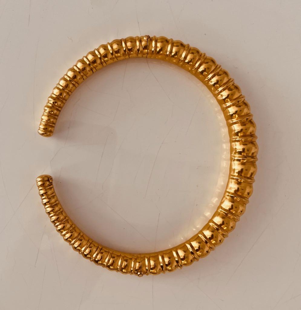 Women's LALAOUNIS 22 Carat Gold Torque Of Graduated Rounded Rib Design. Circa 1970's For Sale