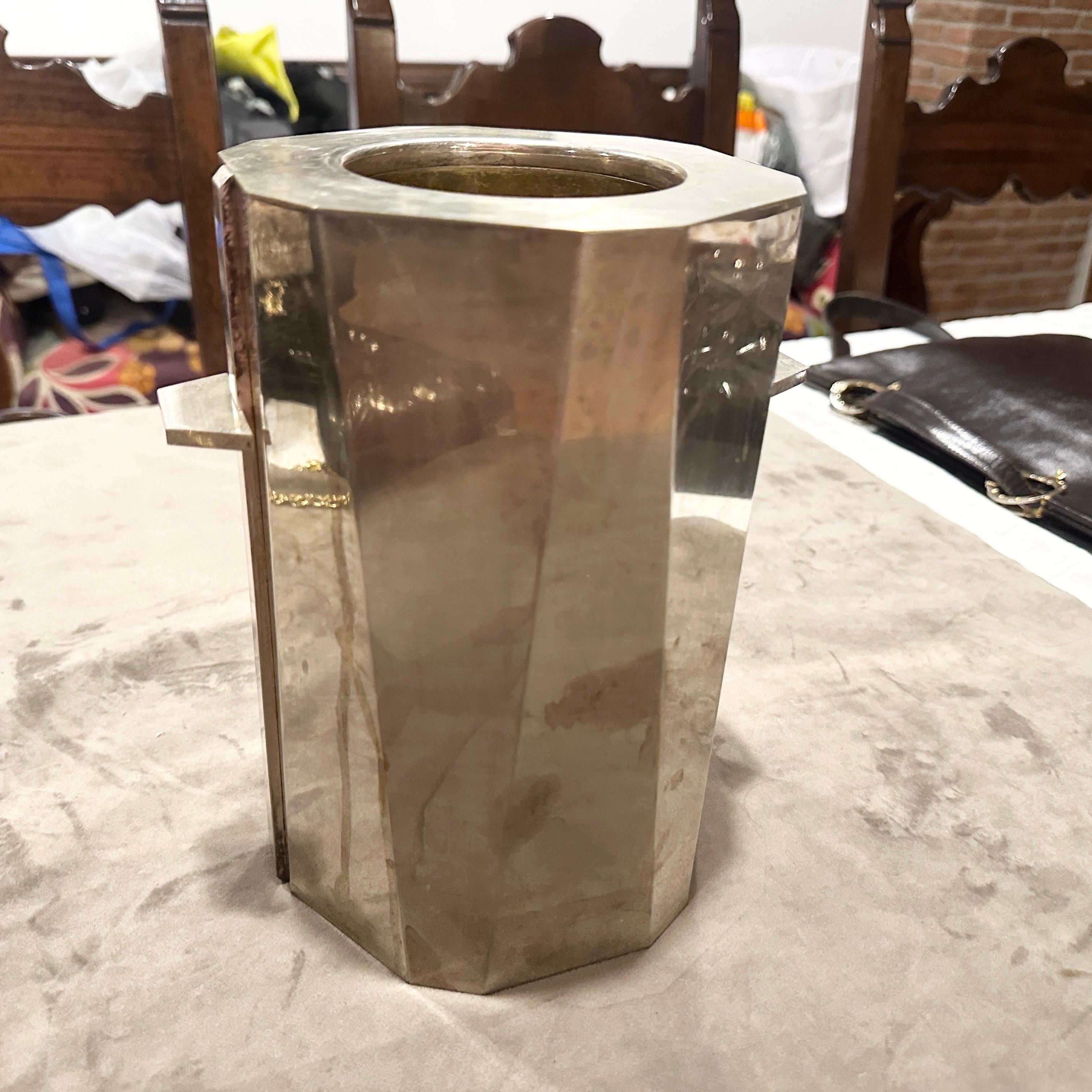 Un refrigeratore di vino italiano placcato in argento di alta qualità degli anni '40 Art Deco in vendita 5