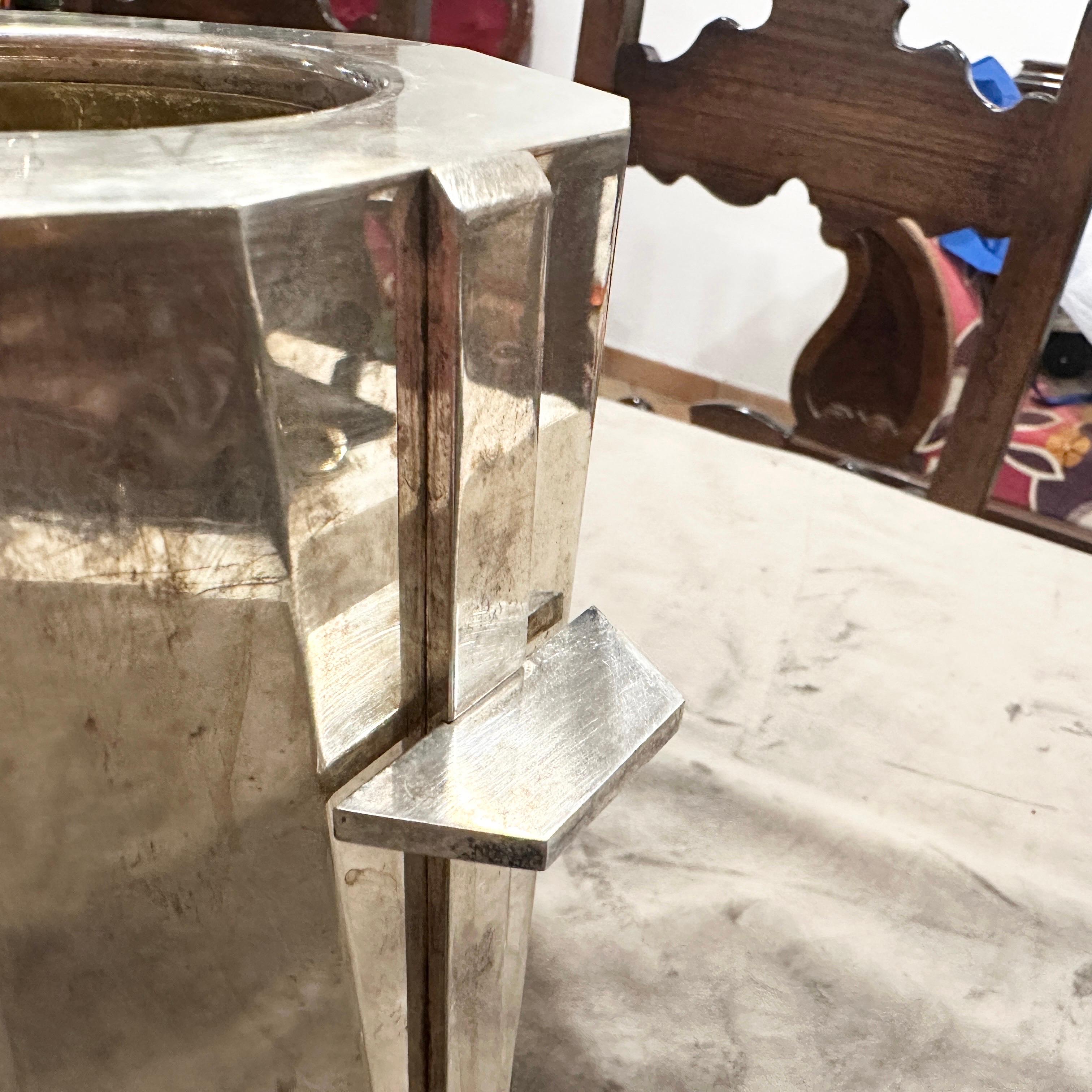 Un refrigeratore di vino italiano placcato in argento di alta qualità degli anni '40 Art Deco in vendita 7