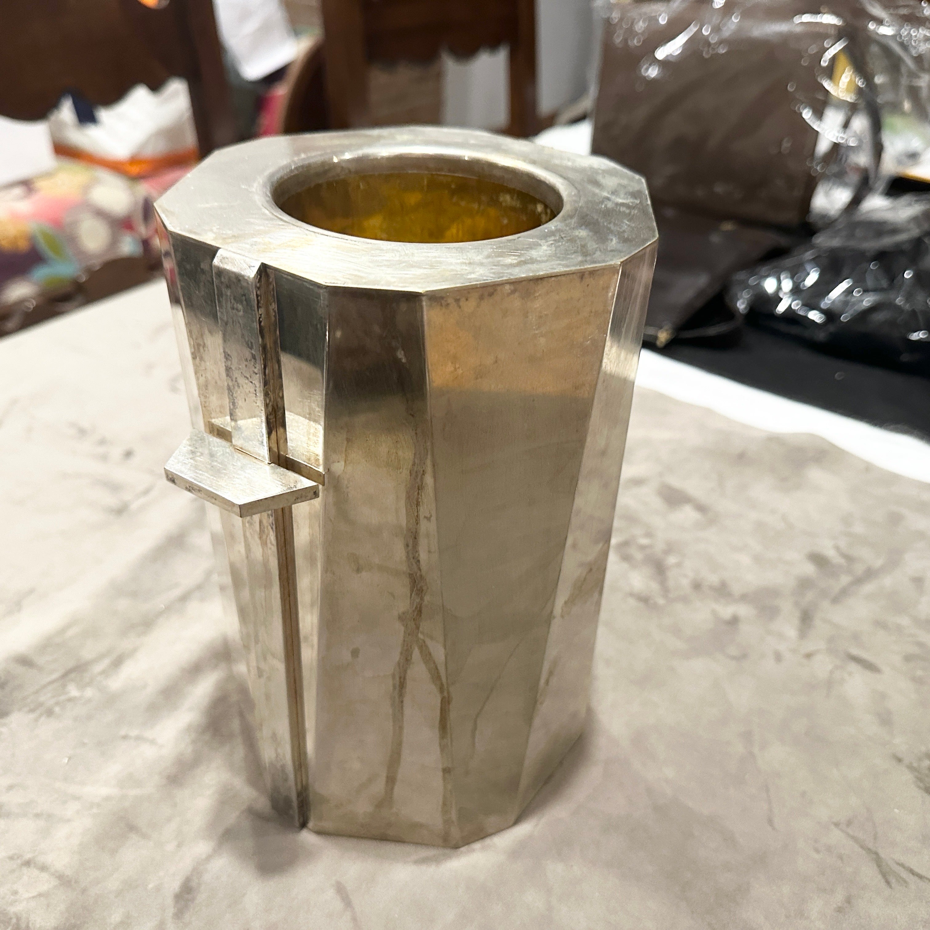 Art Déco Un refrigeratore di vino italiano placcato in argento di alta qualità degli anni '40 Art Deco in vendita