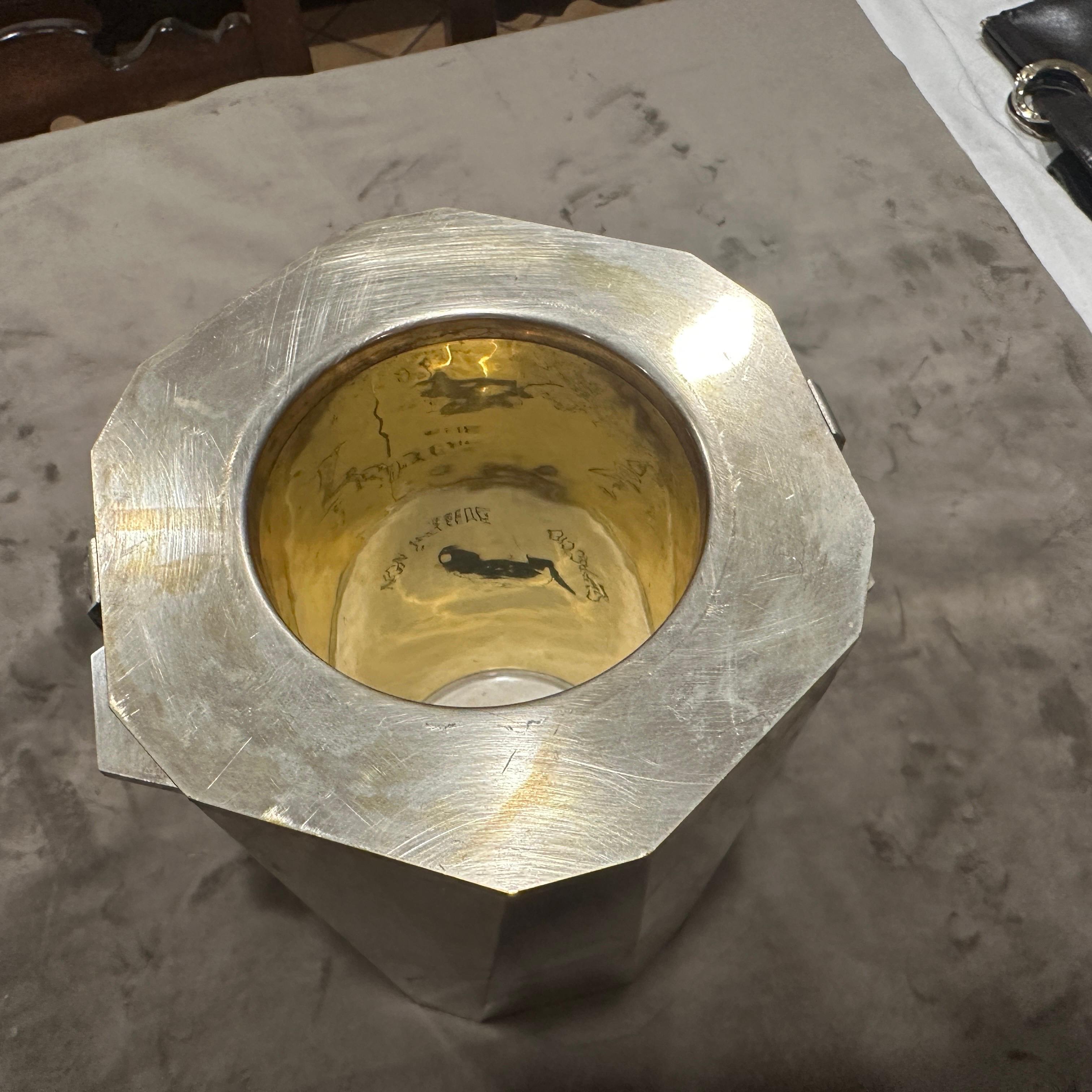 Placcato argento Un refrigeratore di vino italiano placcato in argento di alta qualità degli anni '40 Art Deco in vendita