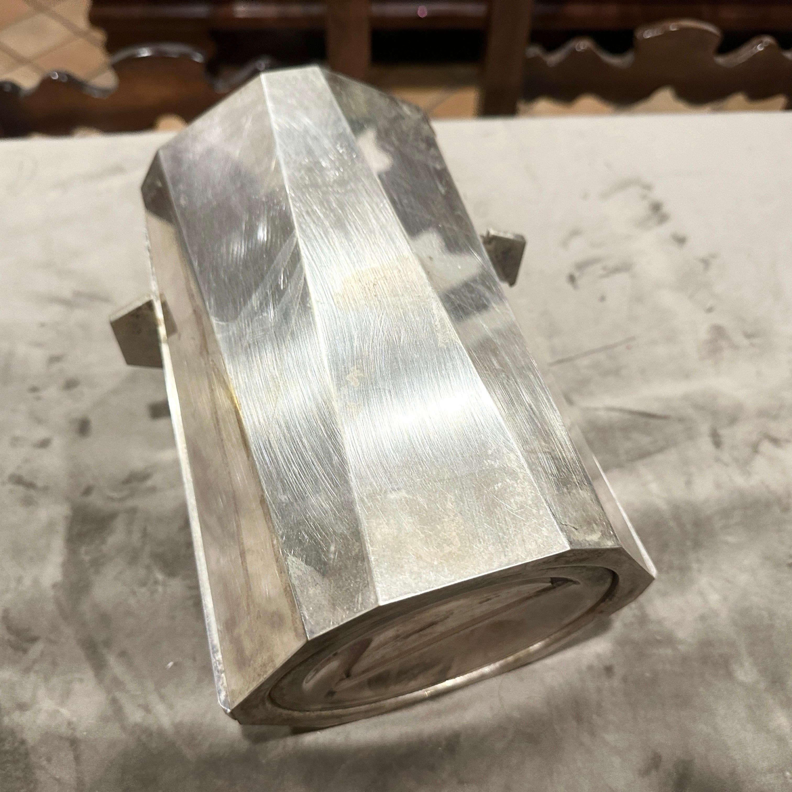 Un refrigeratore di vino italiano placcato in argento di alta qualità degli anni '40 Art Deco in vendita 1