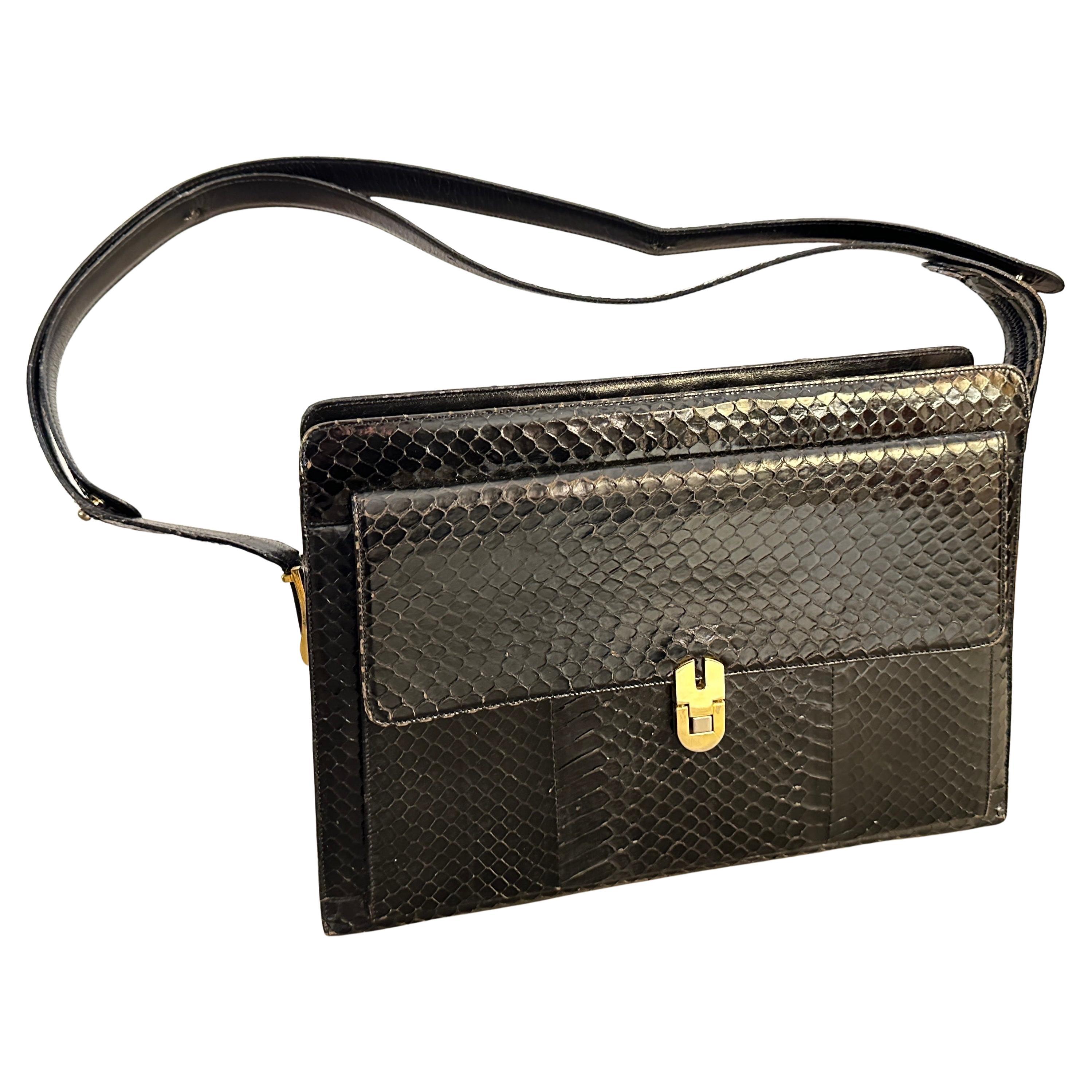 A high Quality 1950s Vintage Brown Leather Italian Evening Bag by Salvati For Sale