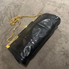 A High Quality 1970s Black Leather Italian Shoulder Bag