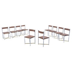 A high quality set of ten chrome and brass dining chairs attrib to Jansen c 1970