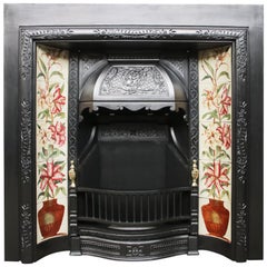 High Qulaity Antique Late Victorian Cast Iron and Tiled Fireplace Insert