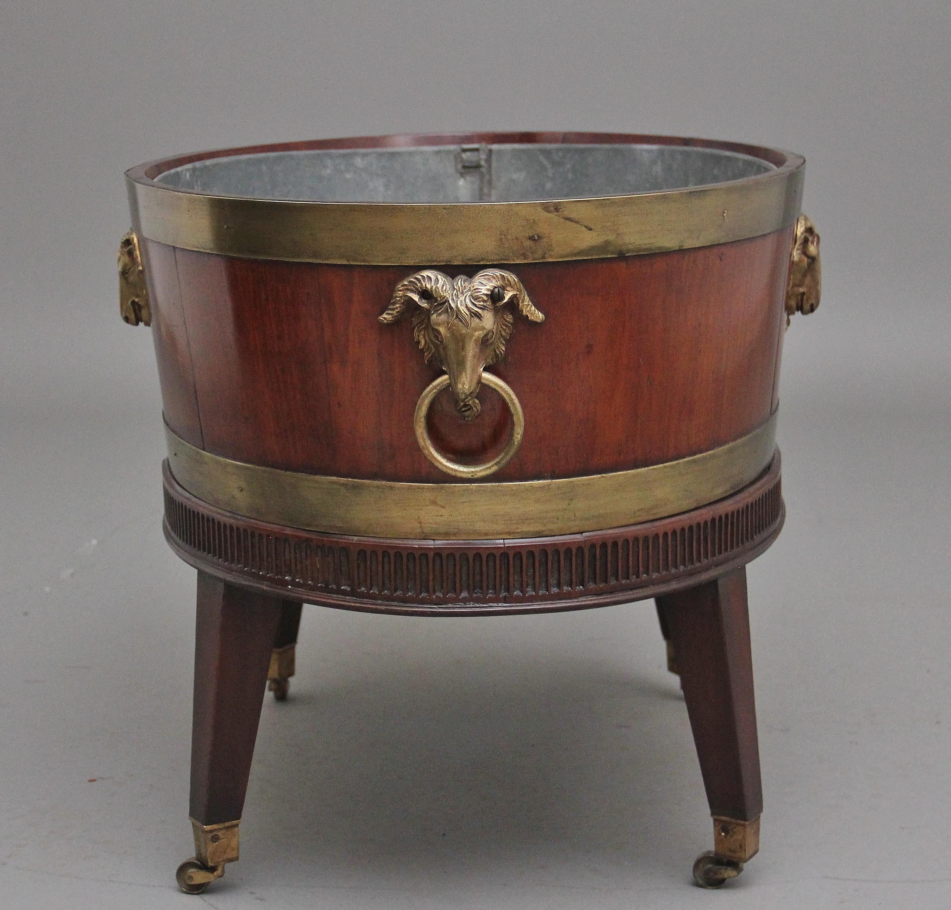 Highly Decorative Early 19th Century Mahogany and Brass Bound Wine Cooler For Sale 2