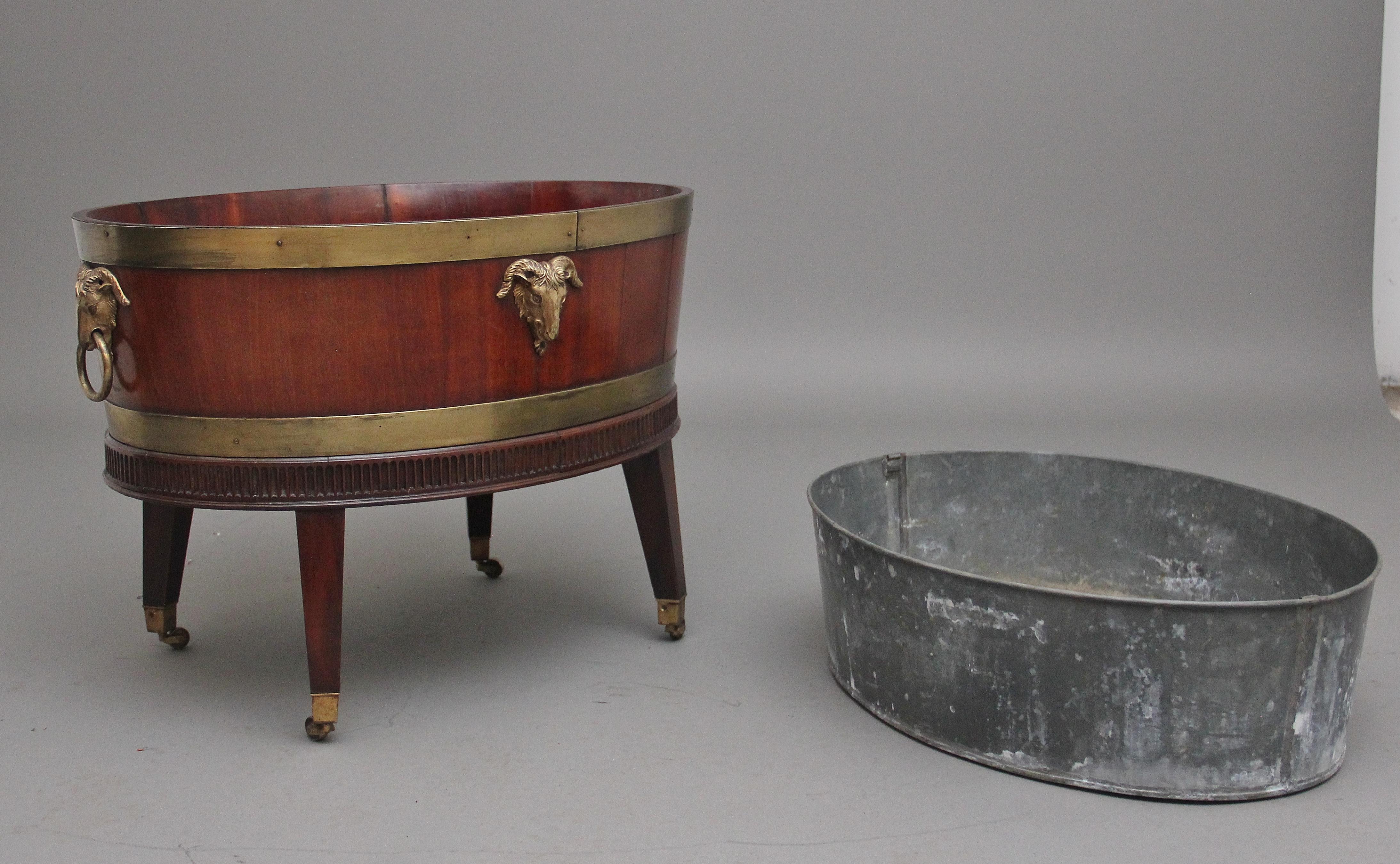 Highly Decorative Early 19th Century Mahogany and Brass Bound Wine Cooler For Sale 4