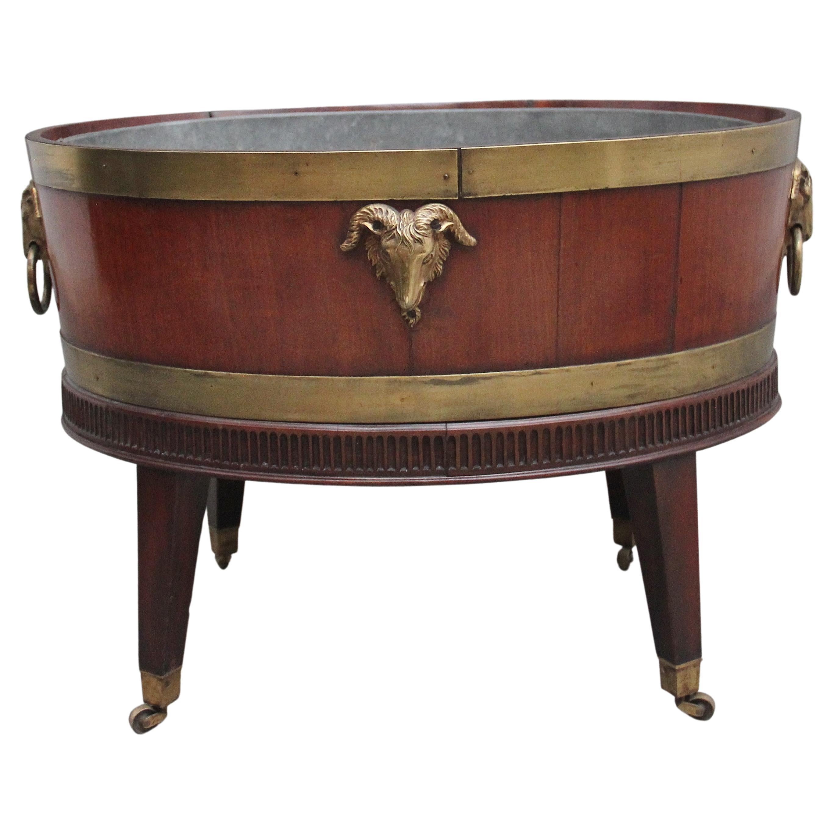 Highly Decorative Early 19th Century Mahogany and Brass Bound Wine Cooler