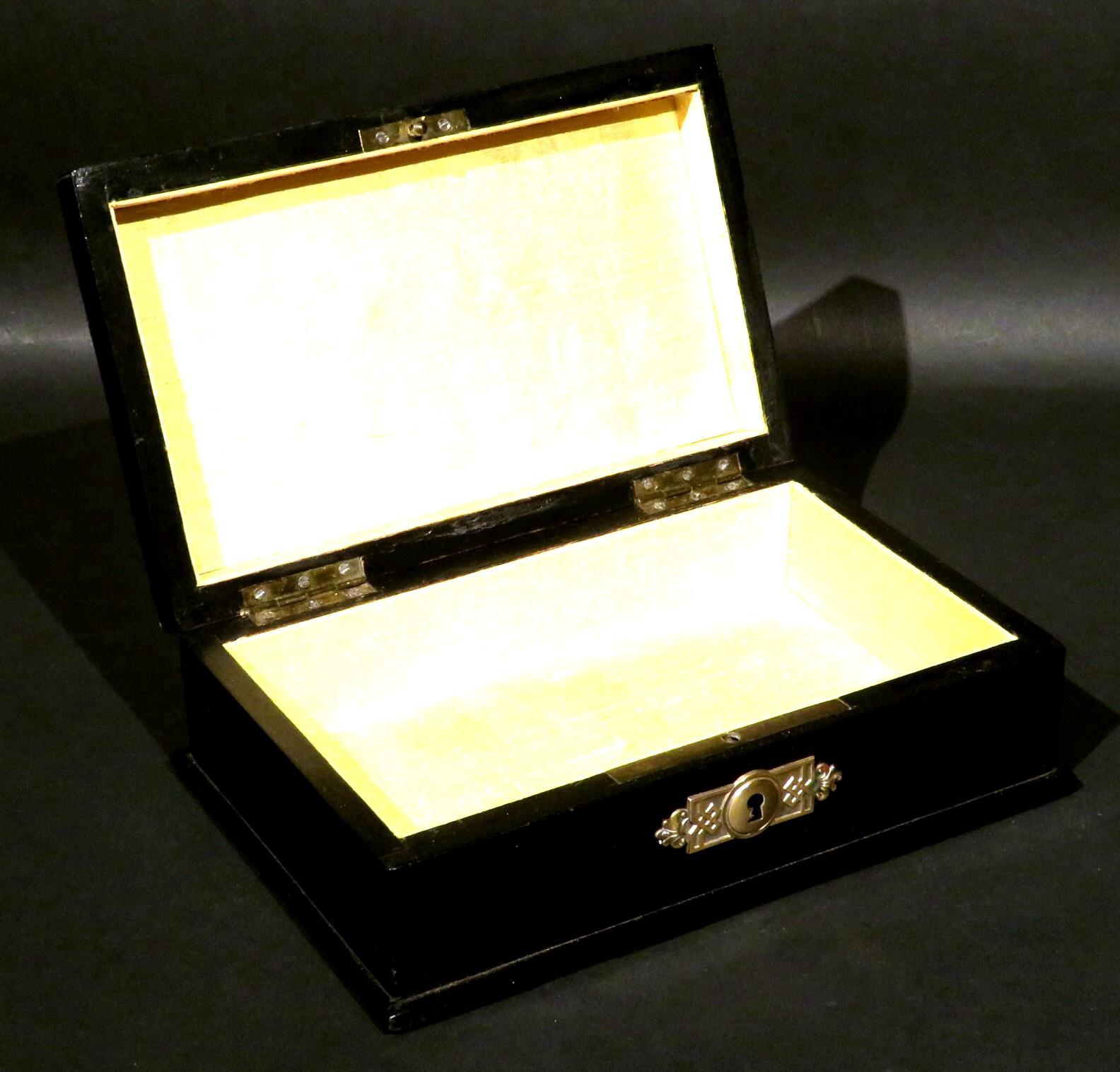 Brass Stunning Part Ebonized Egyptian Revival Jewellery Box, France, circa 1920 For Sale