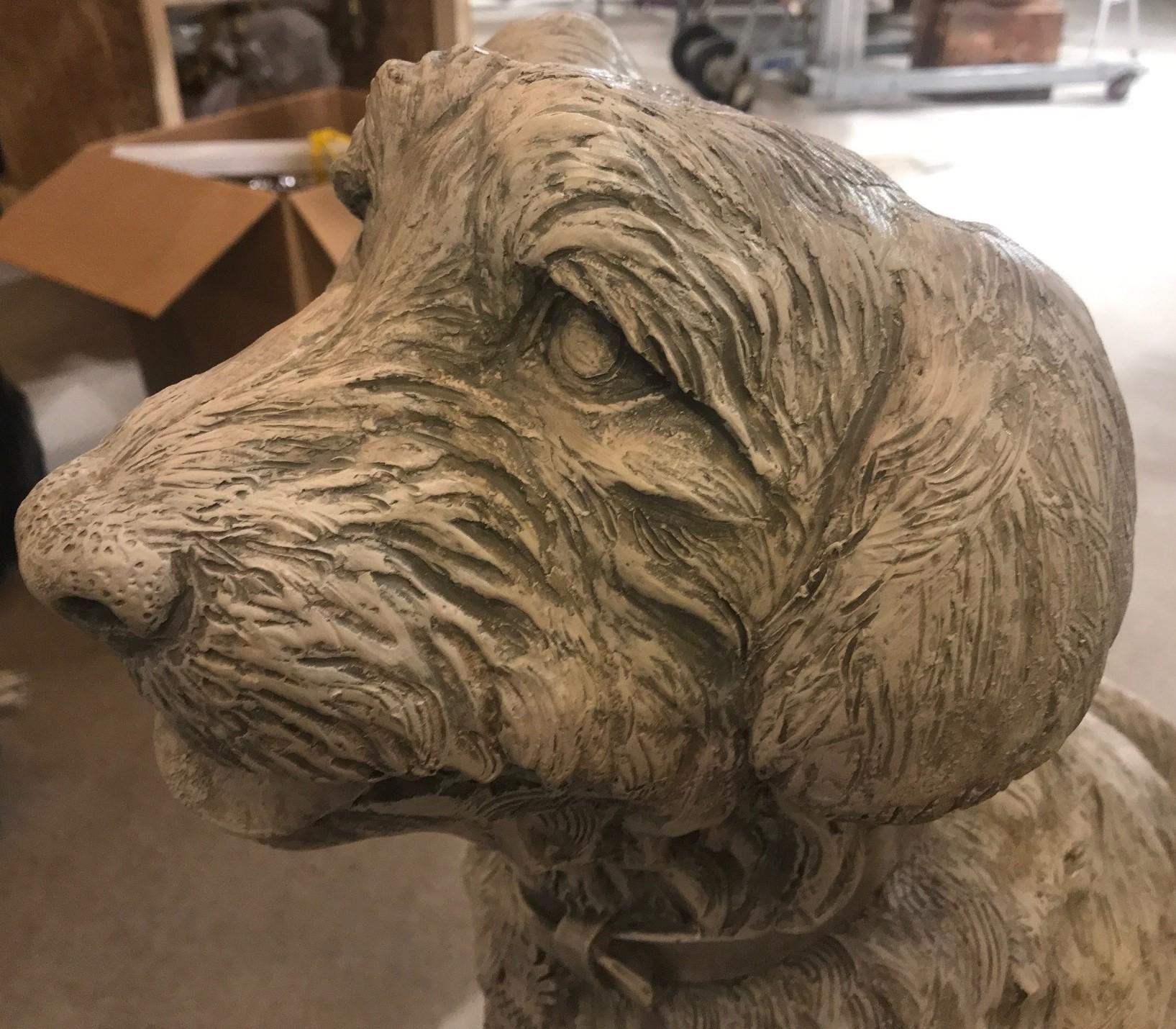 Highly Decorative Full Size Sculpture of a Dog Sitting on Books For Sale 6