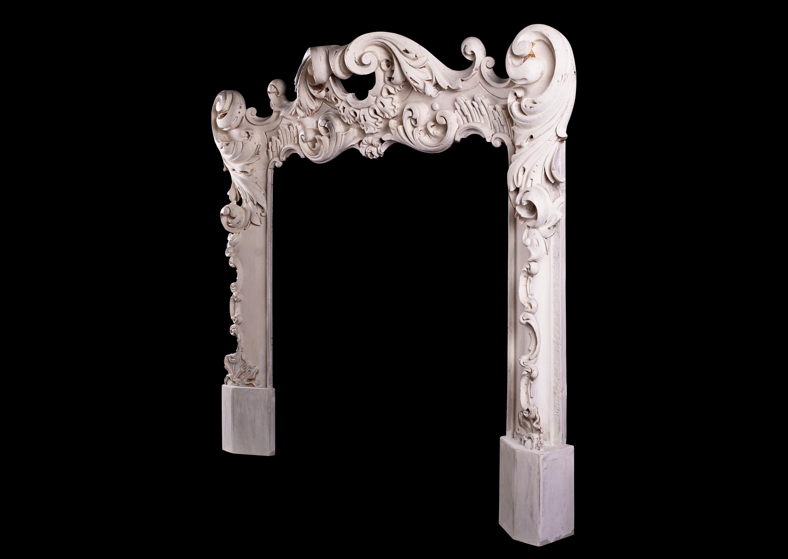 18th Century and Earlier Highly Decorative Rococo Timber Fireplace For Sale