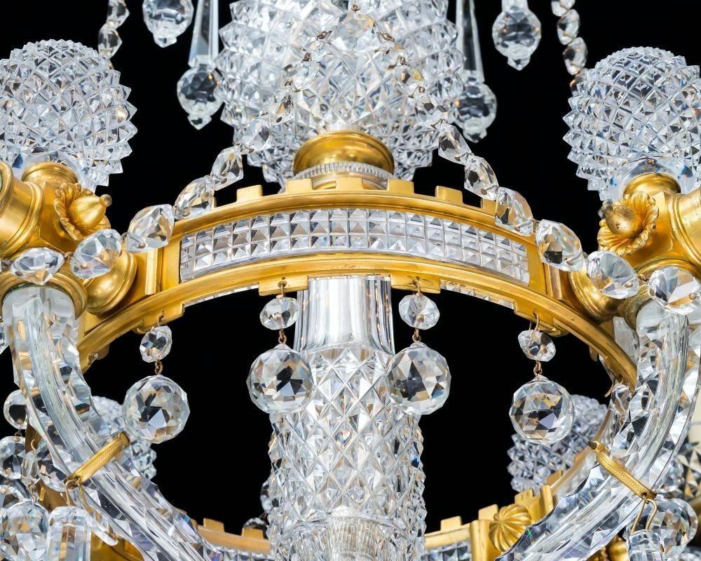Late 19th Century Highly Elaborate Ormolu Mounted Crystal Chandelier by F&C Osler For Sale