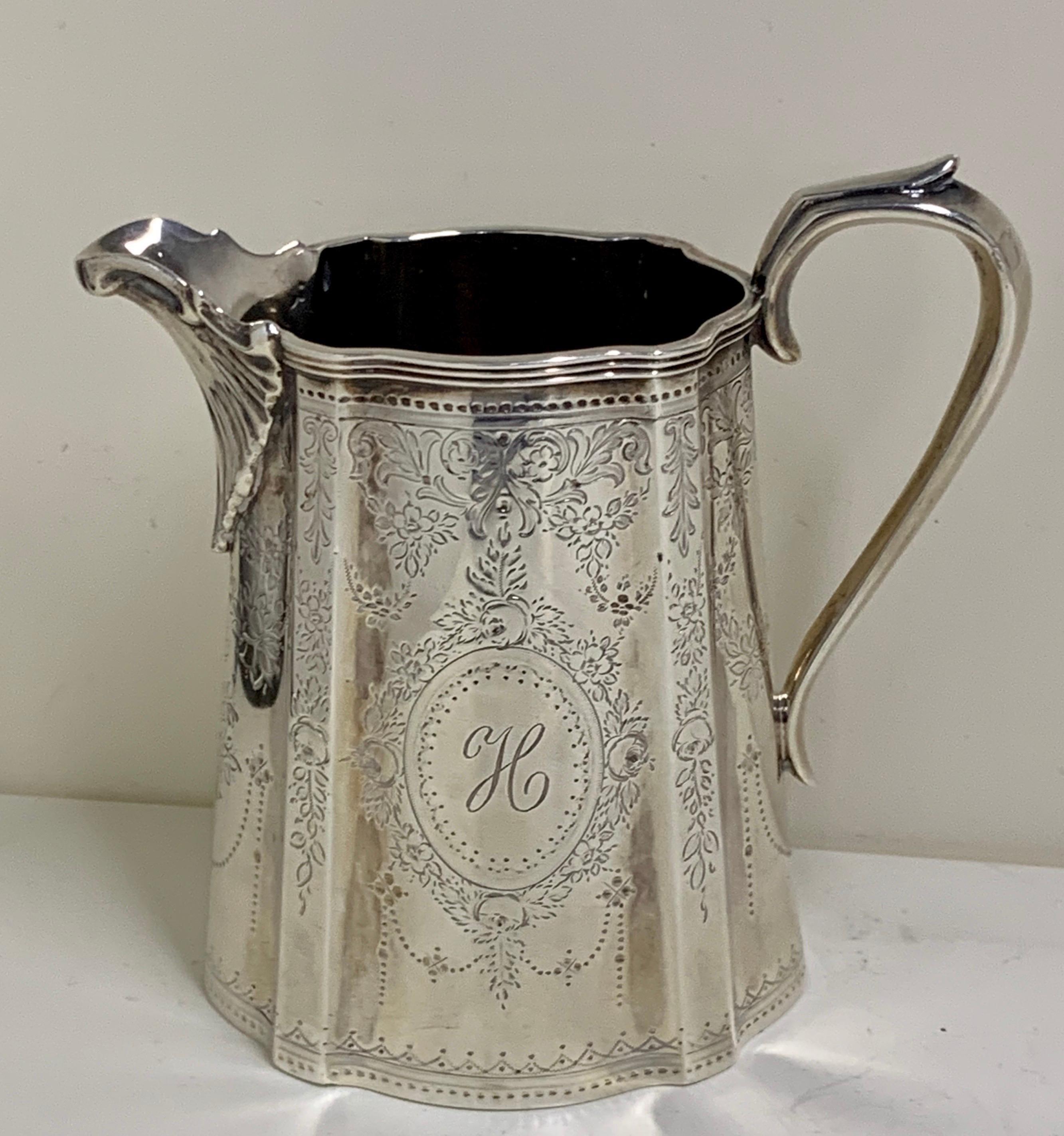 Highly Engraved Victorian Sterling Silver Tea Coffee Service, 1873 In Good Condition For Sale In London, GB