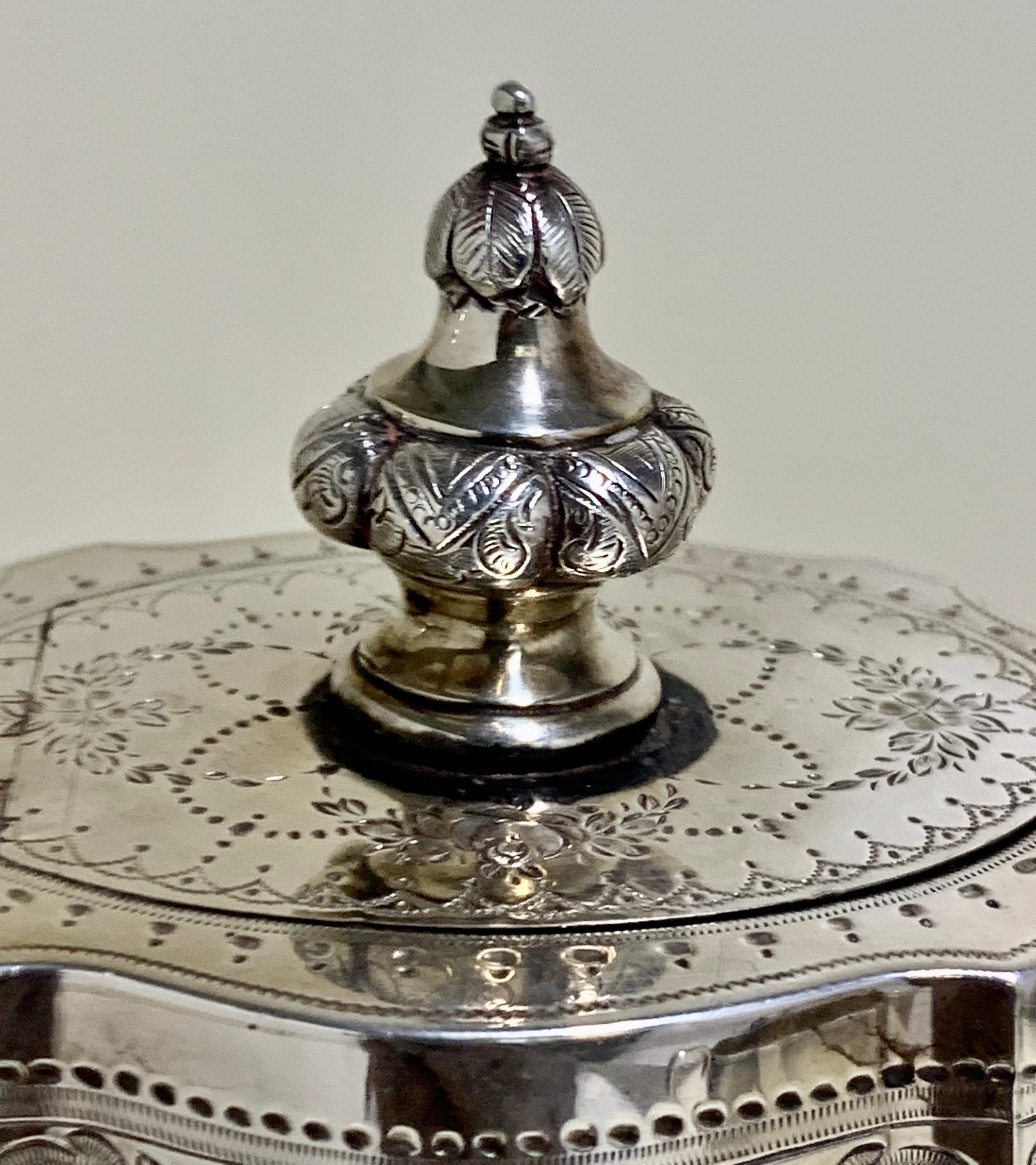 Highly Engraved Victorian Sterling Silver Tea Coffee Service, 1873 For Sale 2