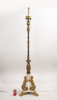 A Highly Important Caldwell Ormolu Mounted Cararra Marble Figural Floor Lamp