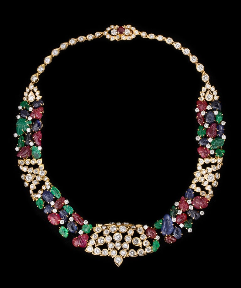 Highly Important Cartier Tutti Frutti Bracelet and Necklace Set For
