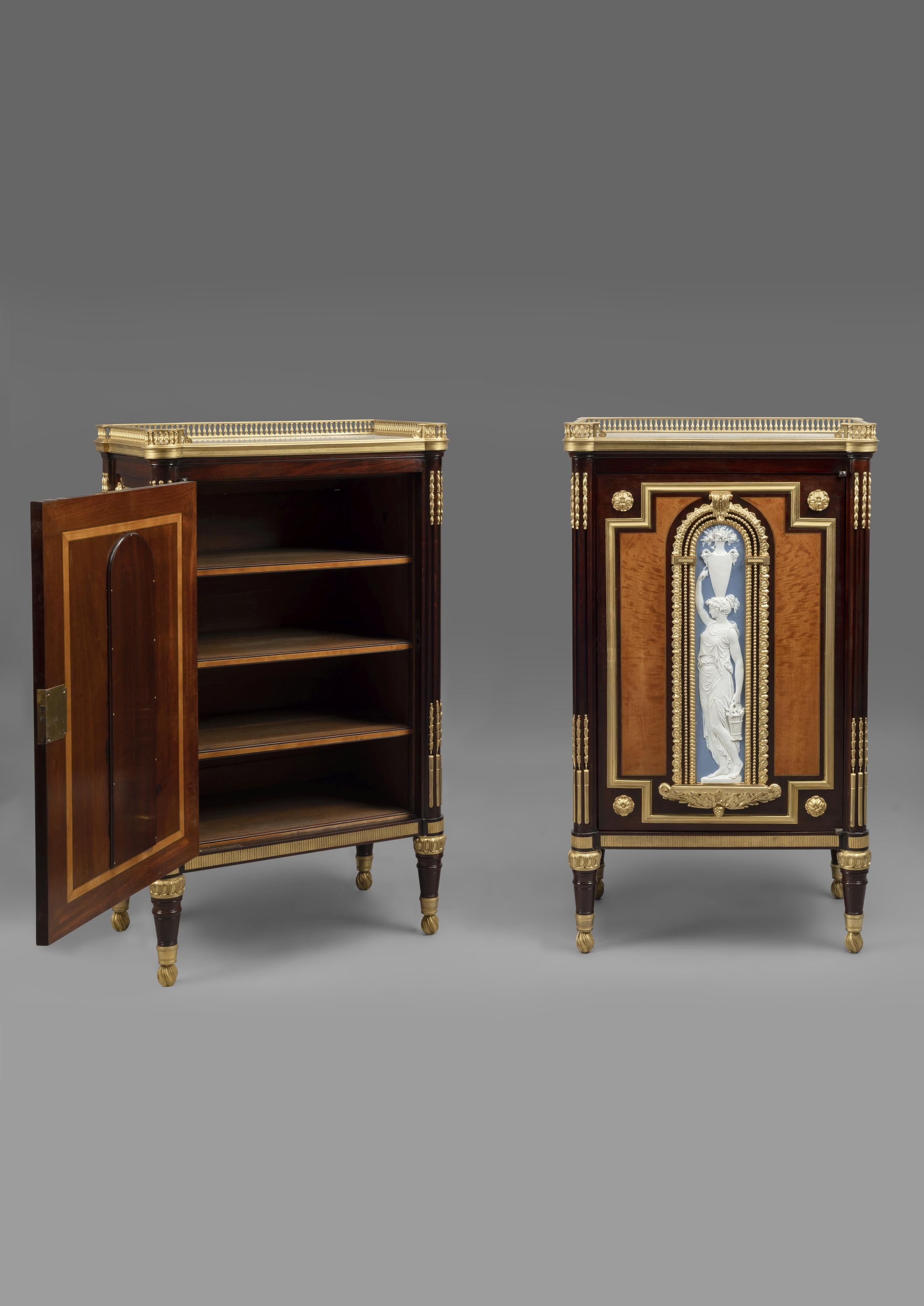 French Highly Important Pair of Neoclassical Side Cabinets by Jules Piret, circa 1860 For Sale