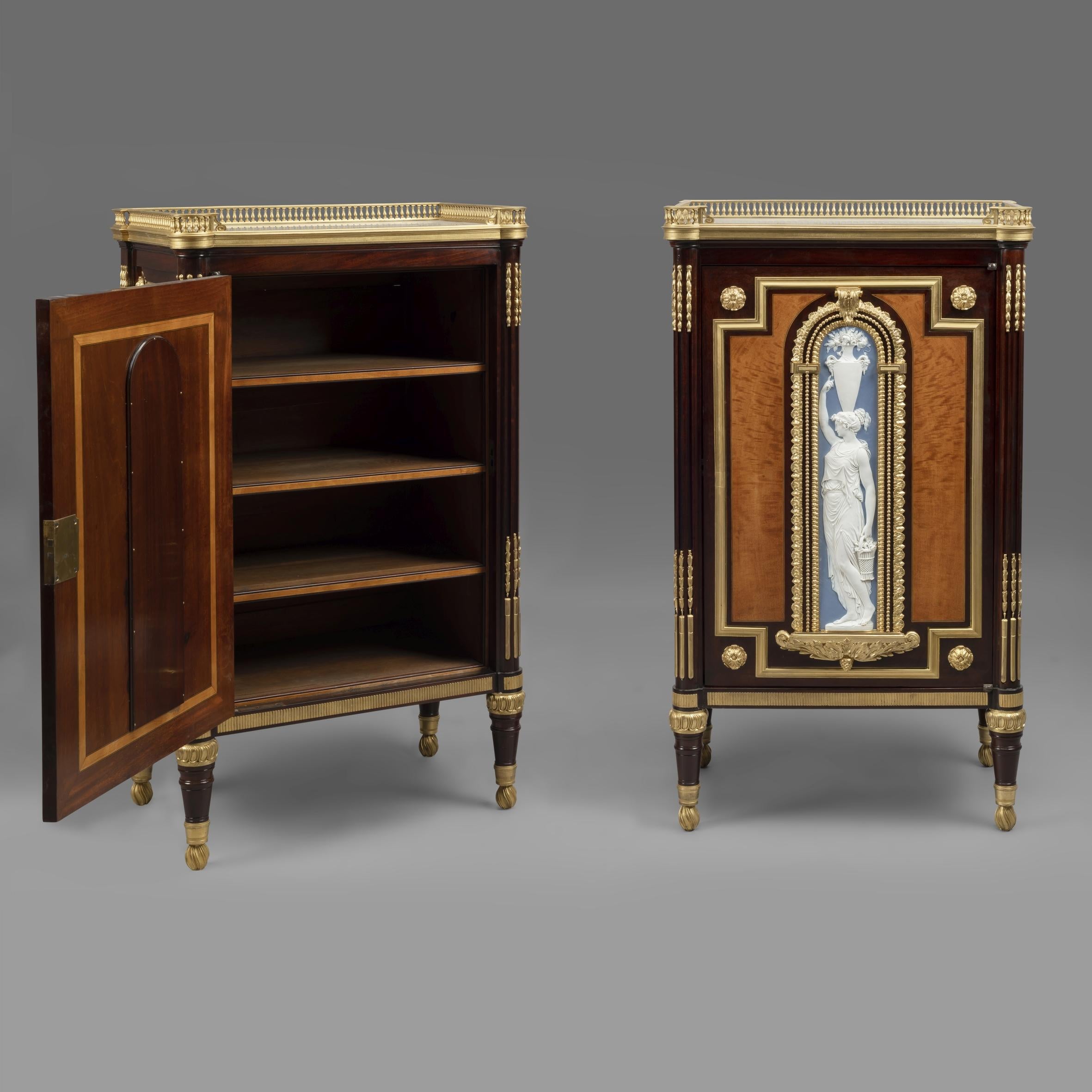 Gilt Highly Important Pair of Neoclassical Side Cabinets by Jules Piret, circa 1860 For Sale