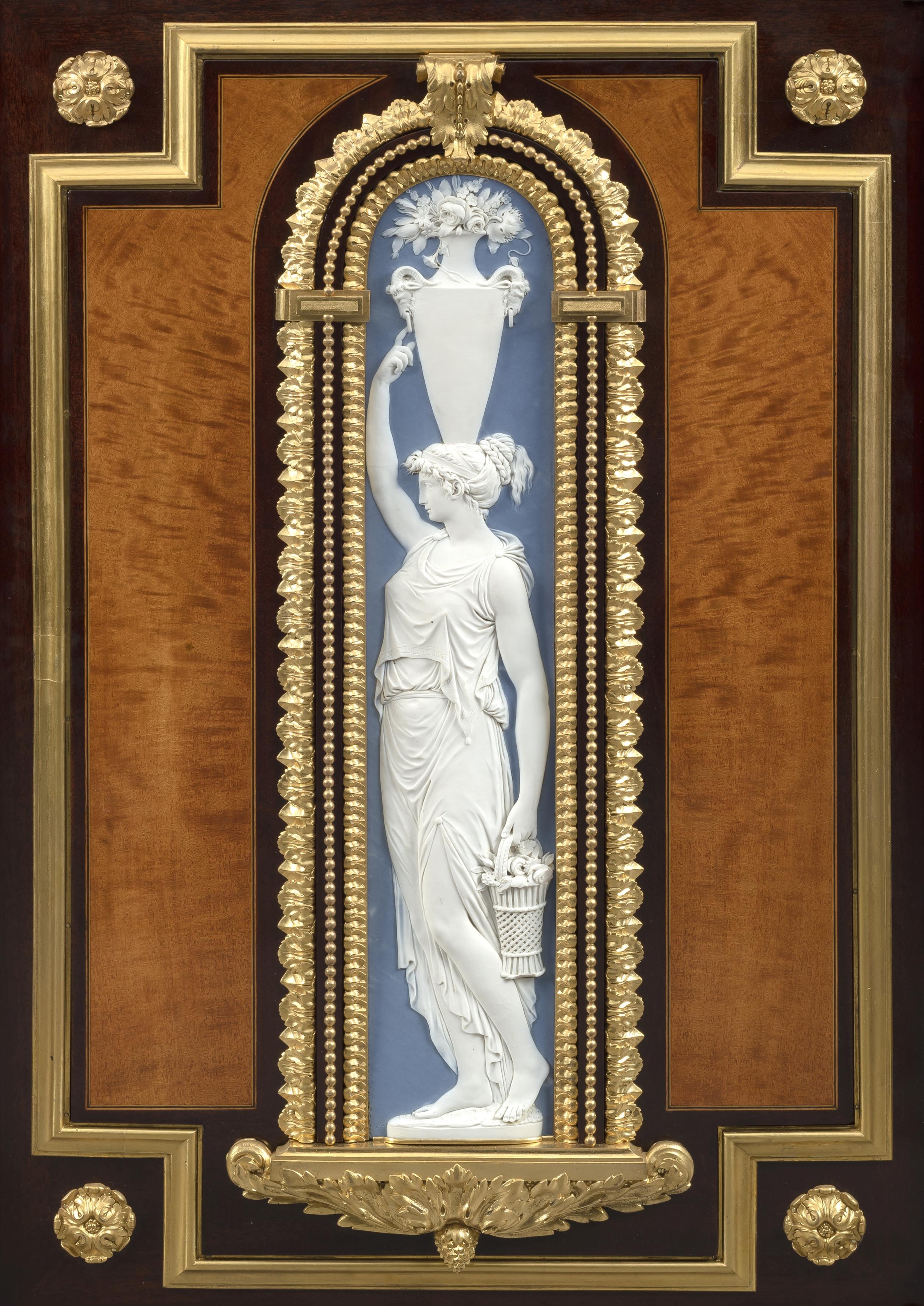 Porcelain Highly Important Pair of Neoclassical Side Cabinets by Jules Piret, circa 1860 For Sale