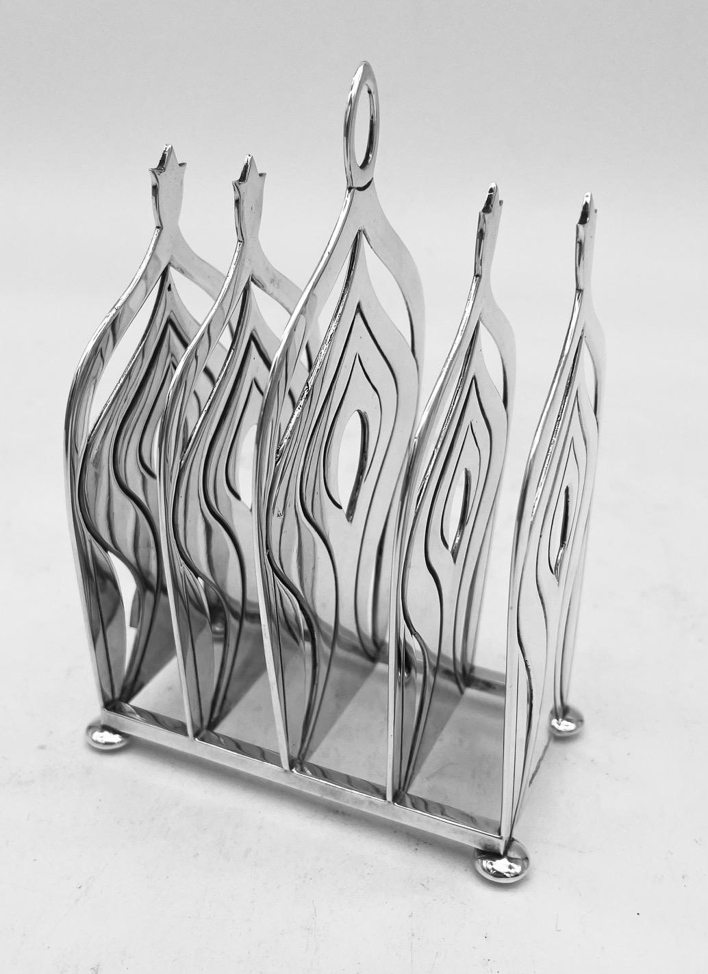 Highly Unusual Silver Toast or Letter Rack Designed and Made by Grant McDonald In Good Condition For Sale In London, GB