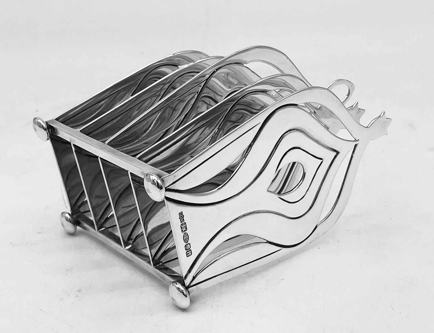 Highly Unusual Silver Toast or Letter Rack Designed and Made by Grant McDonald For Sale 2