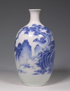 Japanese Porcelain Hirado Blue and White Vase 19th Century