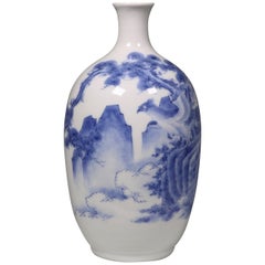 Antique Japanese Porcelain Hirado Blue and White Vase 19th Century