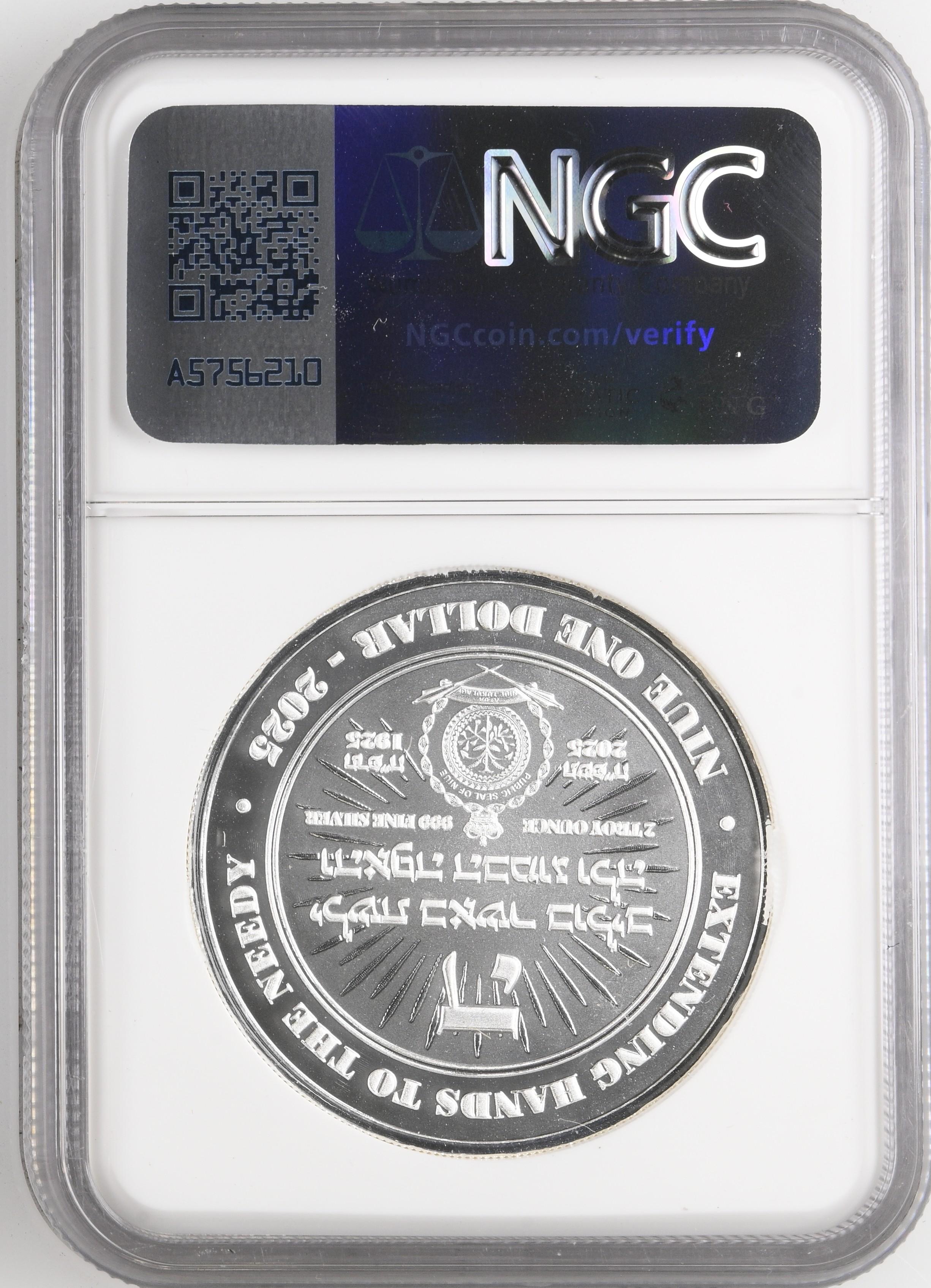 A Historic Commemorative Coin of the Holy Rebbe Yeshaya Steiner of Kerestir. Minted in New Zealand, 2024  2 oz. pure silver  Limited edition of 700 pieces.

This commemorative coin marks only the third time in years that an official currency has