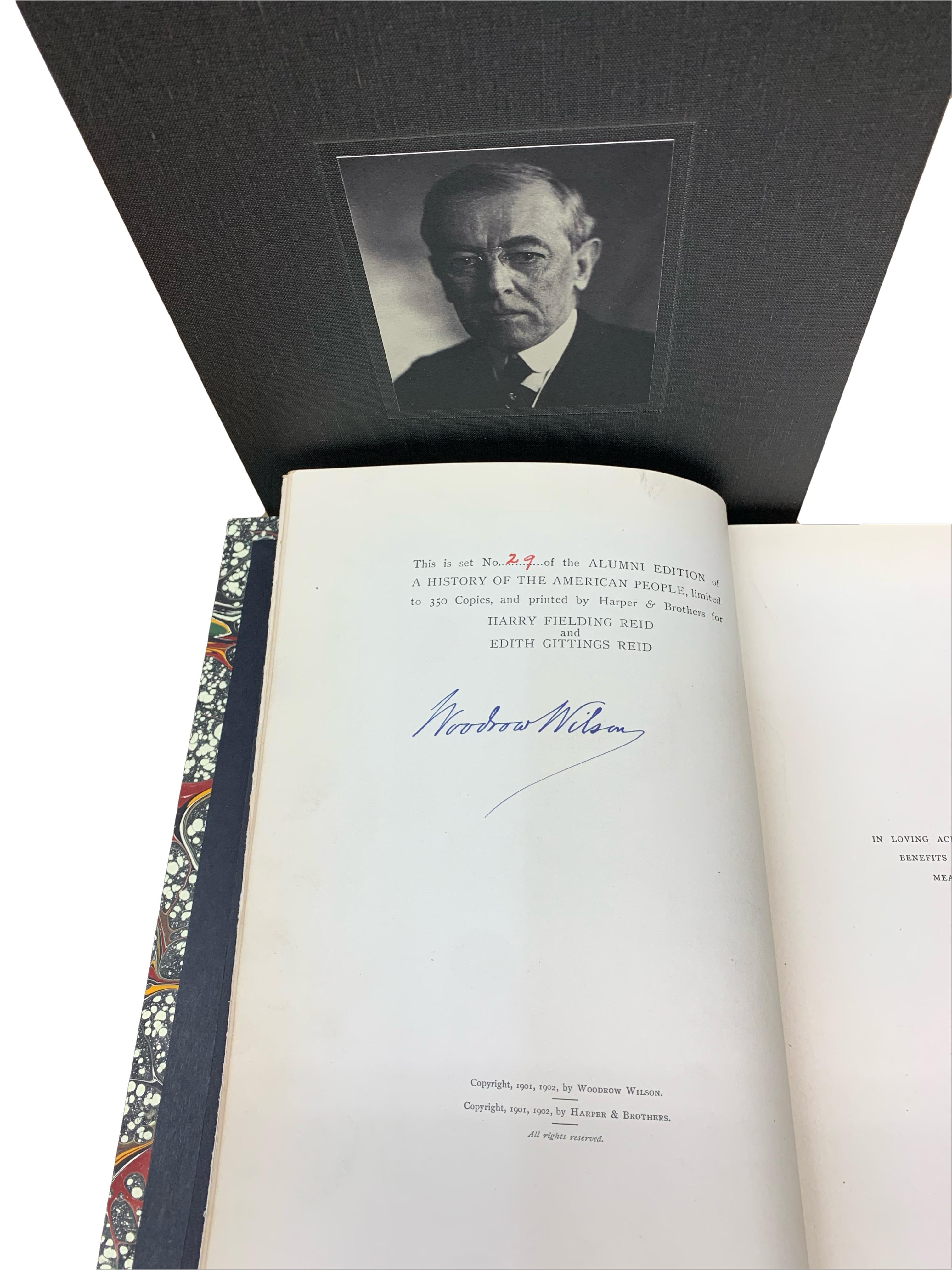 Début du 20ème siècle Une histoire du peuple américain, signé par Woodrow Wilson, édition d'aluminium n° 29 en vente