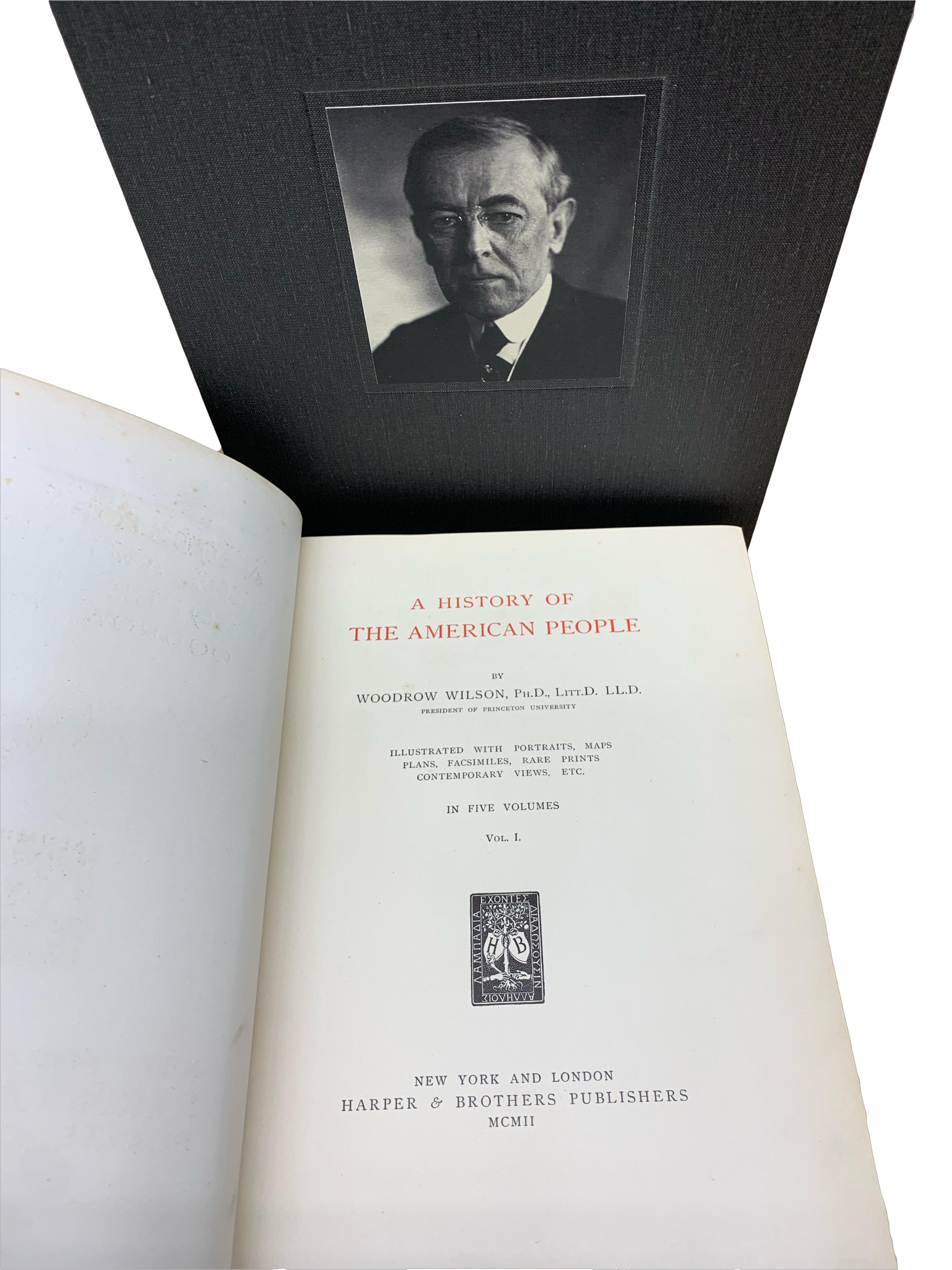 Papier Une histoire du peuple américain, signé par Woodrow Wilson, édition d'aluminium n° 29 en vente