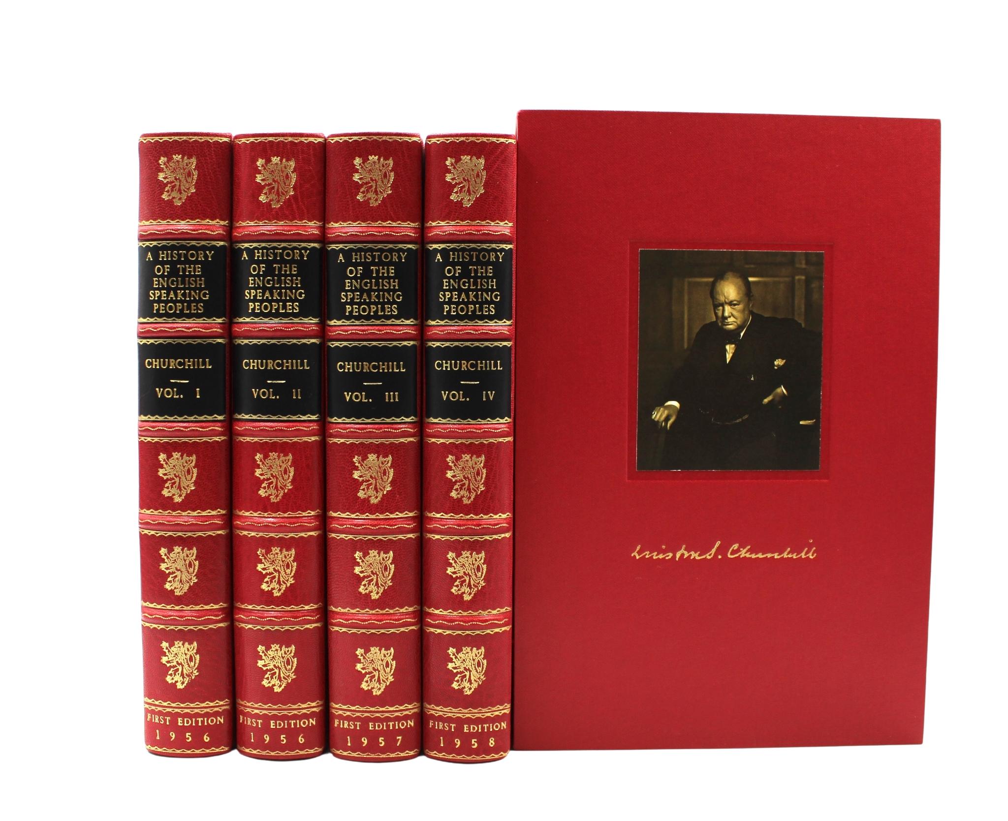 Mid-Century Modern A History of the English-Speaking Peoples by Churchill, 1st Ed. 4 Vol Set