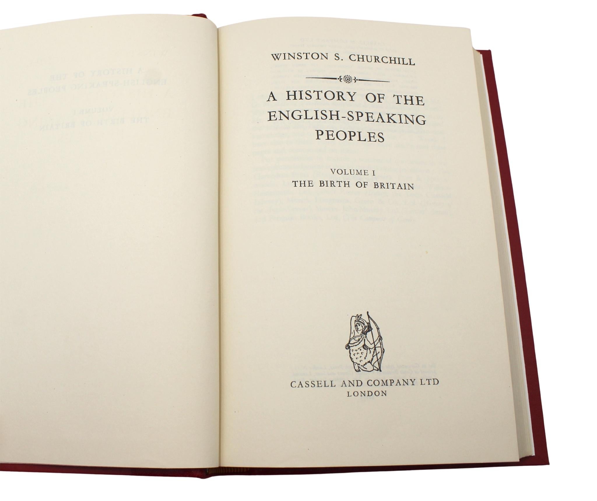 Mid-20th Century A History of the English-Speaking Peoples by Churchill, 1st Ed. 4 Vol Set