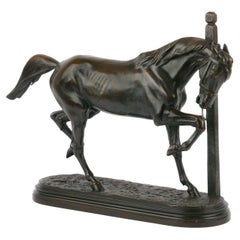 "A Hitched Horse", Bronze Sculpture Isidore Jules Bonheur