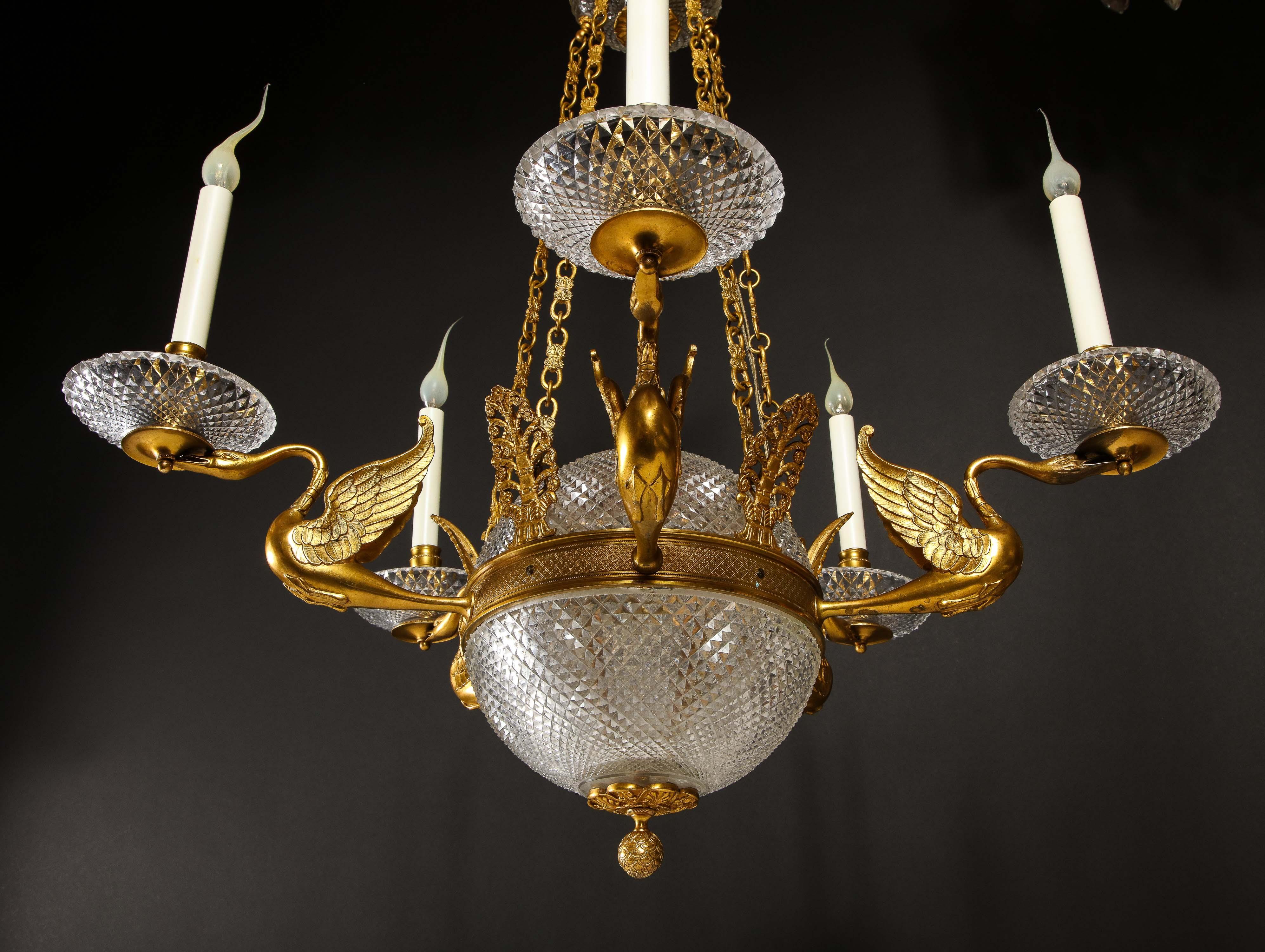 Hollywood Regency Antique French Ball Form Gilt Bronze and Crystal Chandelier For Sale 13