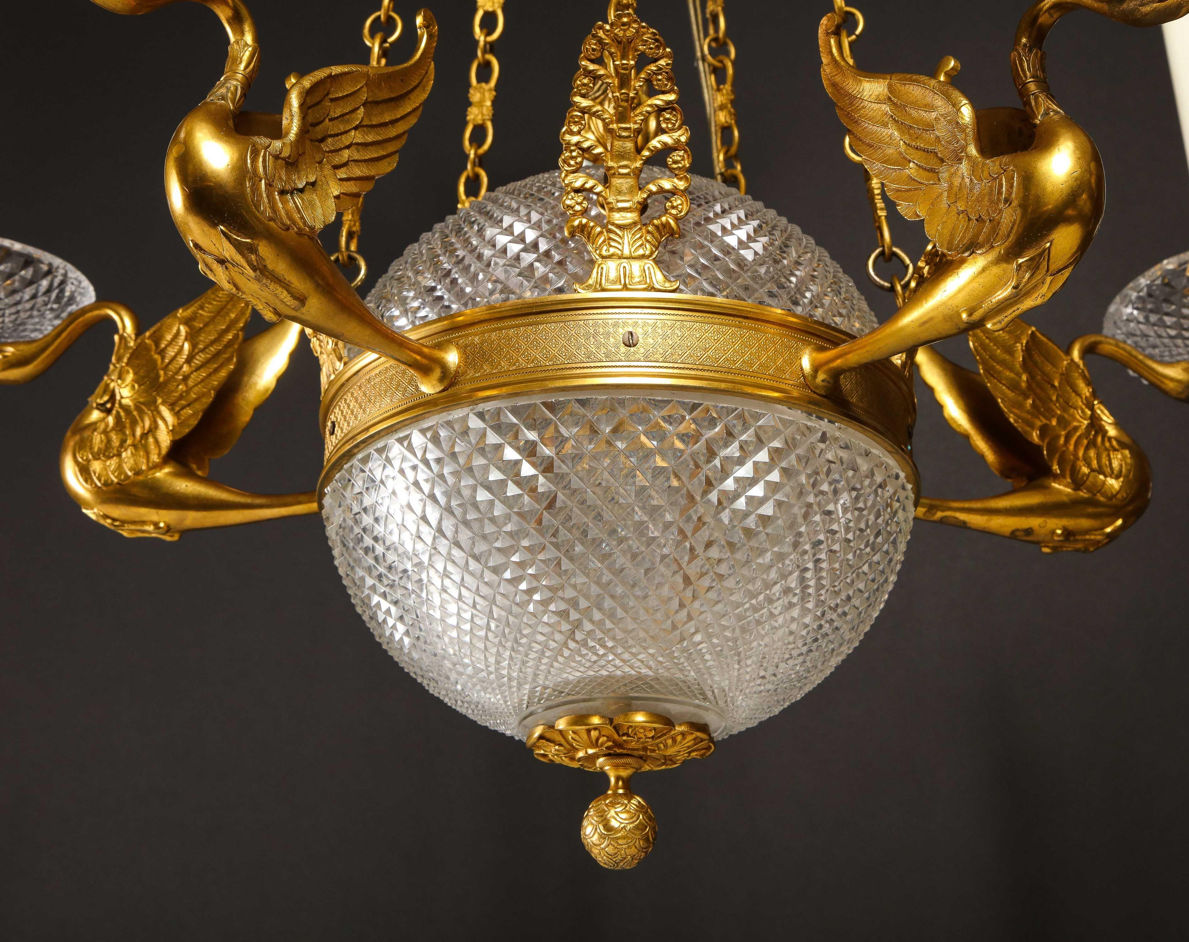 Hollywood Regency Antique French Ball Form Gilt Bronze and Crystal Chandelier For Sale 15