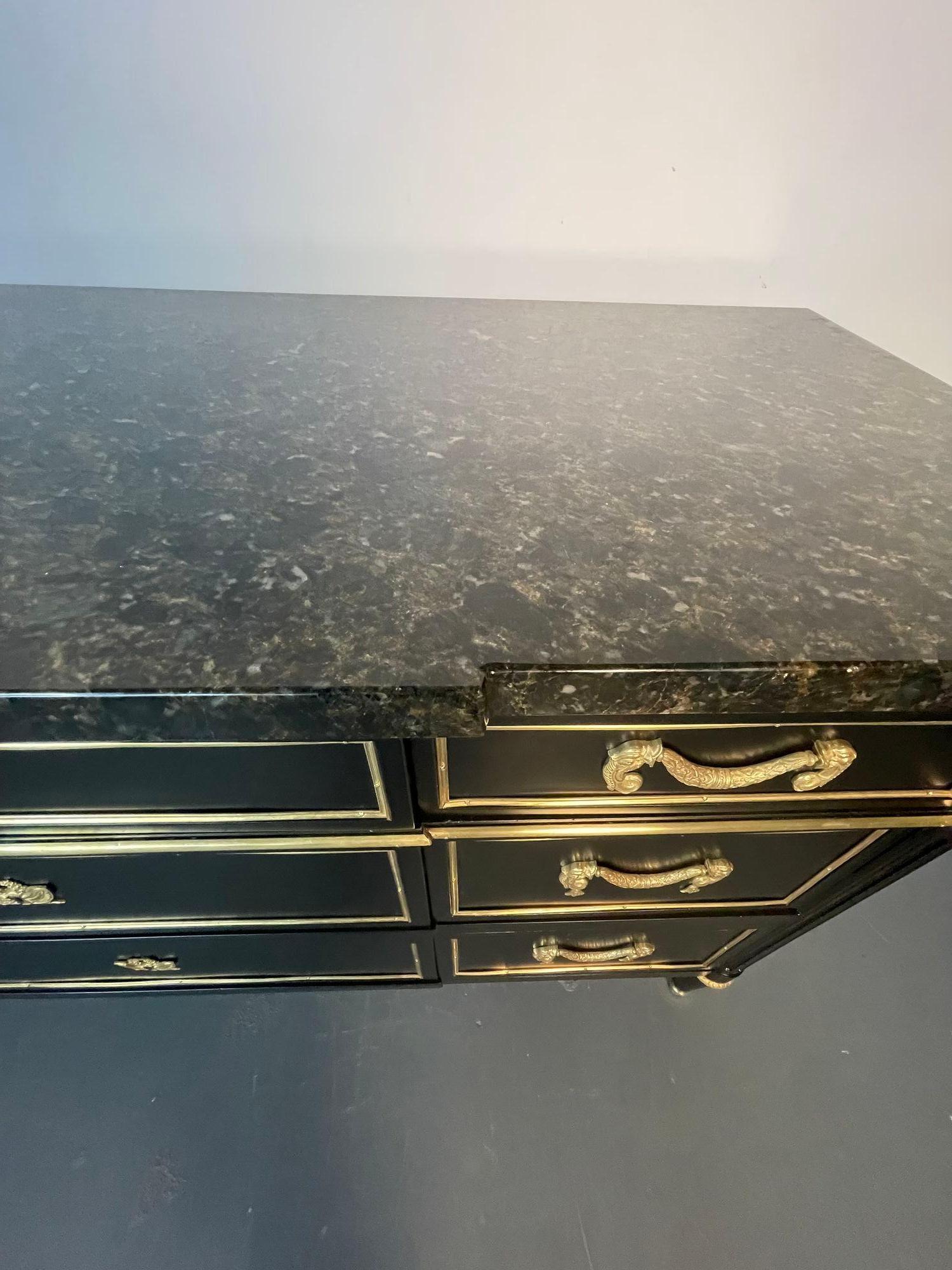 French Hollywood Regency Chest or Commode by Maison Jansen, Bronze, Marble For Sale 13