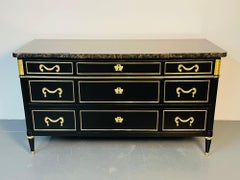 Maison Jansen, Hollywood Regency, Bronze, Ebonized Commode, France, 1930s